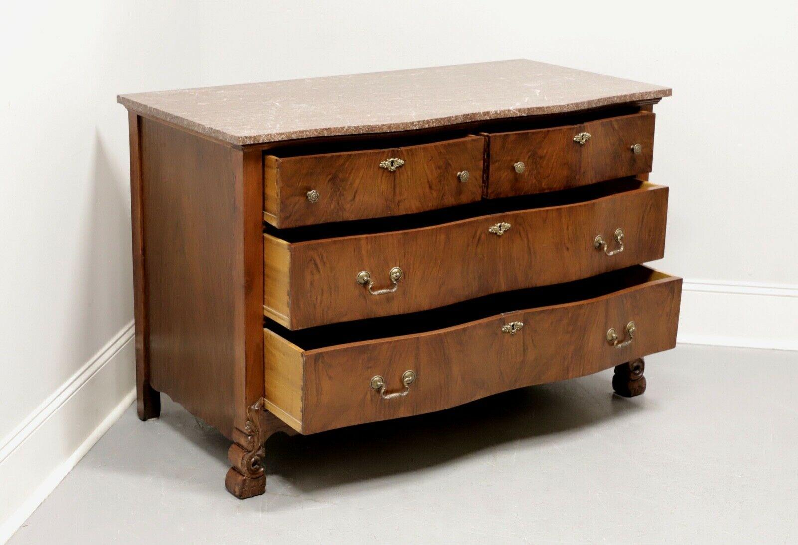 Antique Algerian Oak Serpentine Marble Top Four-Drawer Chest In Good Condition In Charlotte, NC