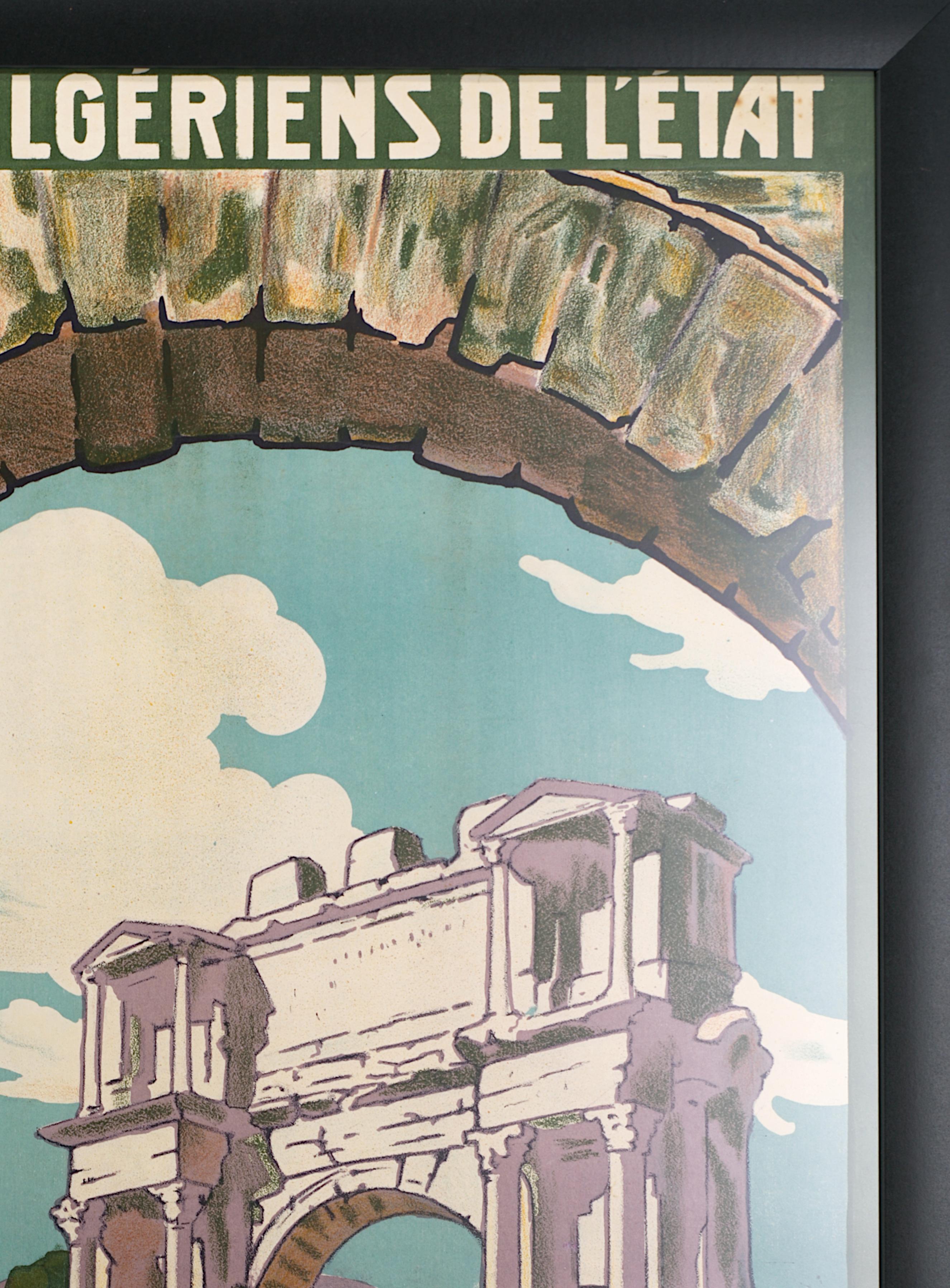 Algerian Railways Poster by Jos-Henri Ponchin 1925 Bon état - En vente à Saint-Amans-des-Cots, FR