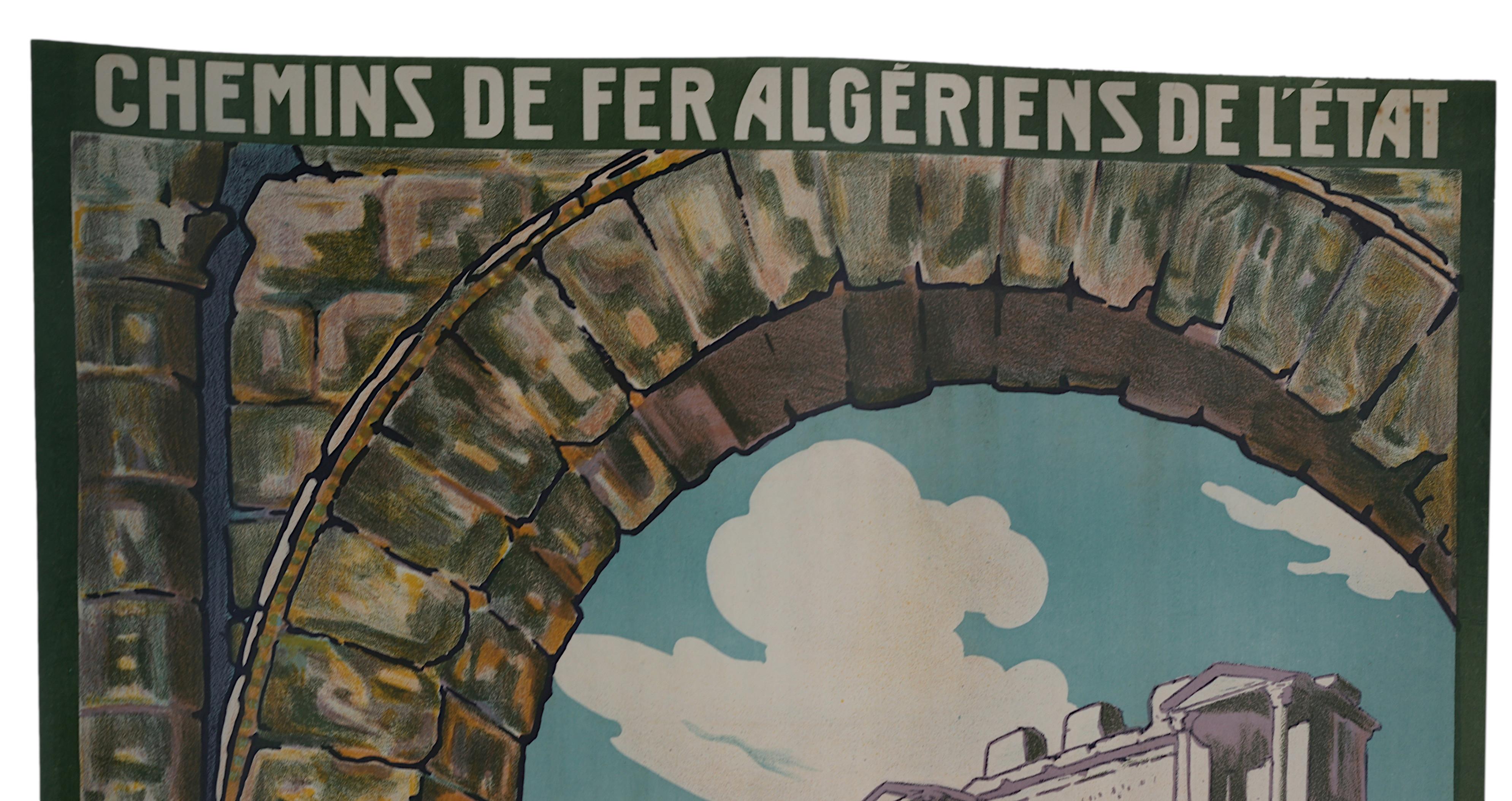Algerian Railways Poster by Jos-Henri Ponchin 1925 en vente 1