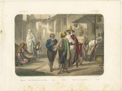 Algerian Street Scene – Moors, Kabyles, and a Moorish Woman with Child, c.1845