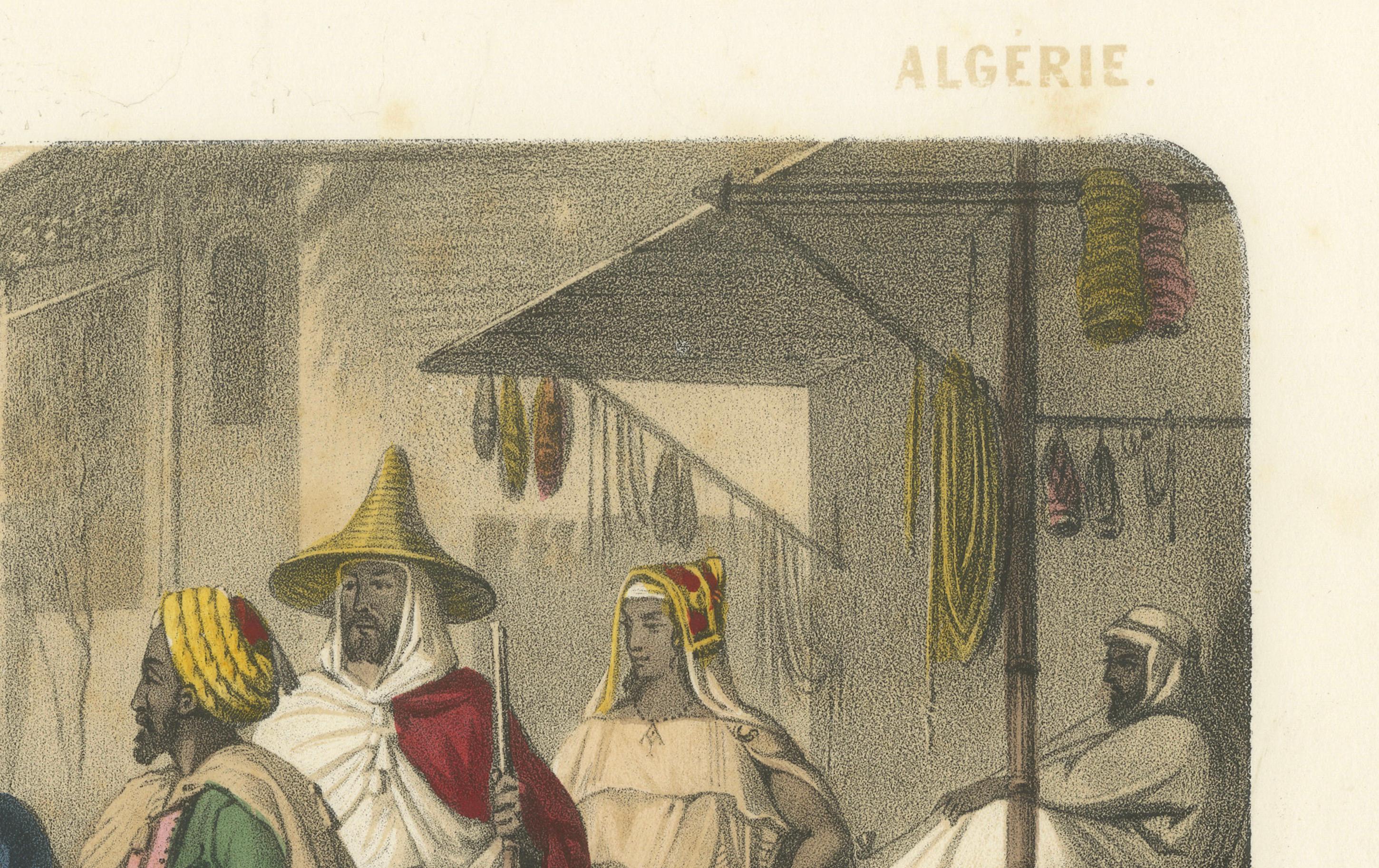 Scène de rue algérienne - Maures, Kabyles, et une femme maure avec son Child, c.1845. en vente 2