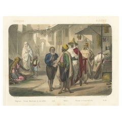 Algerian Street Scene – Moors, Kabyles, and a Moorish Woman with Child, c.1845