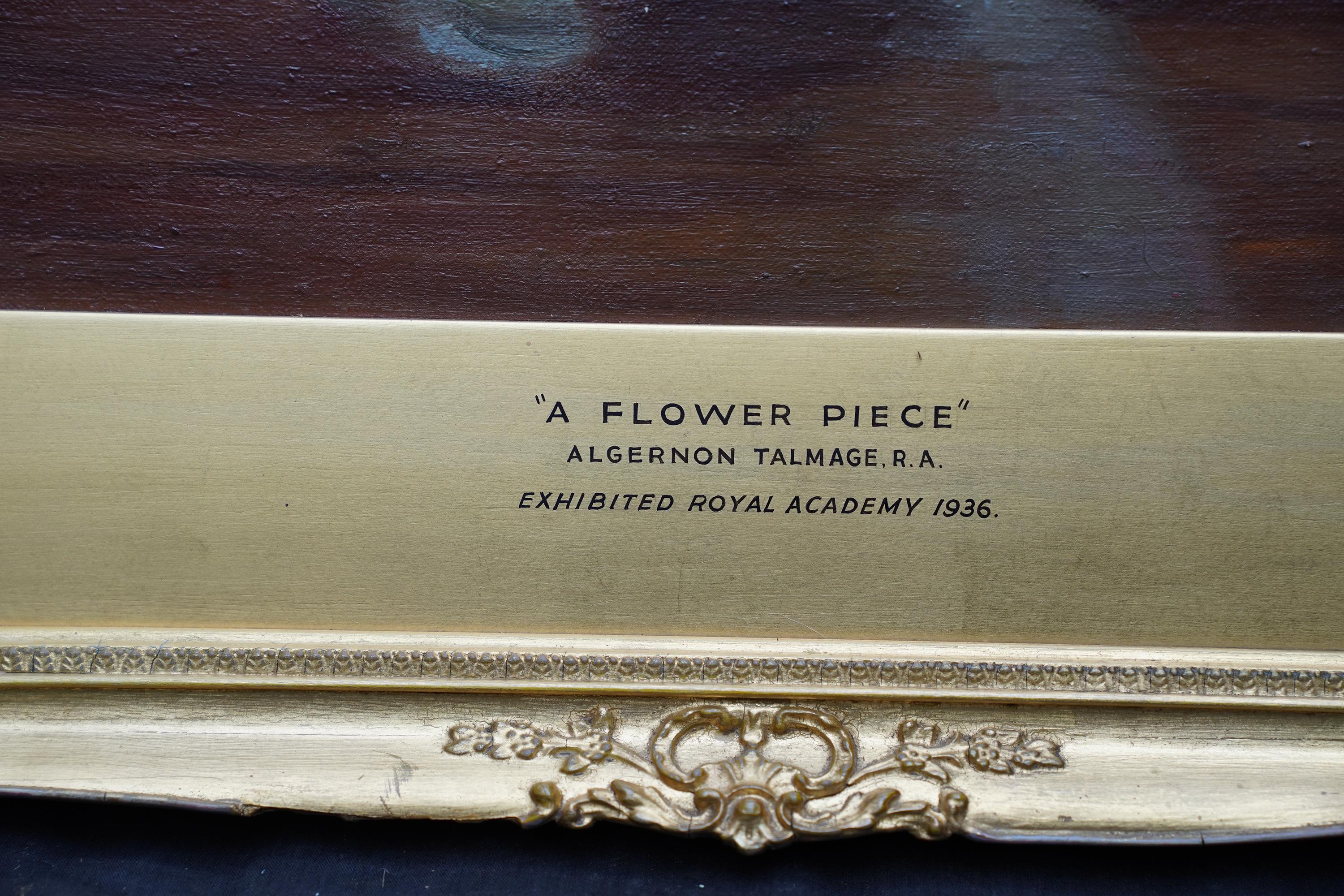 A Flower Piece Roses in a White Vase - British 1930's Exhib floral oil painting 5