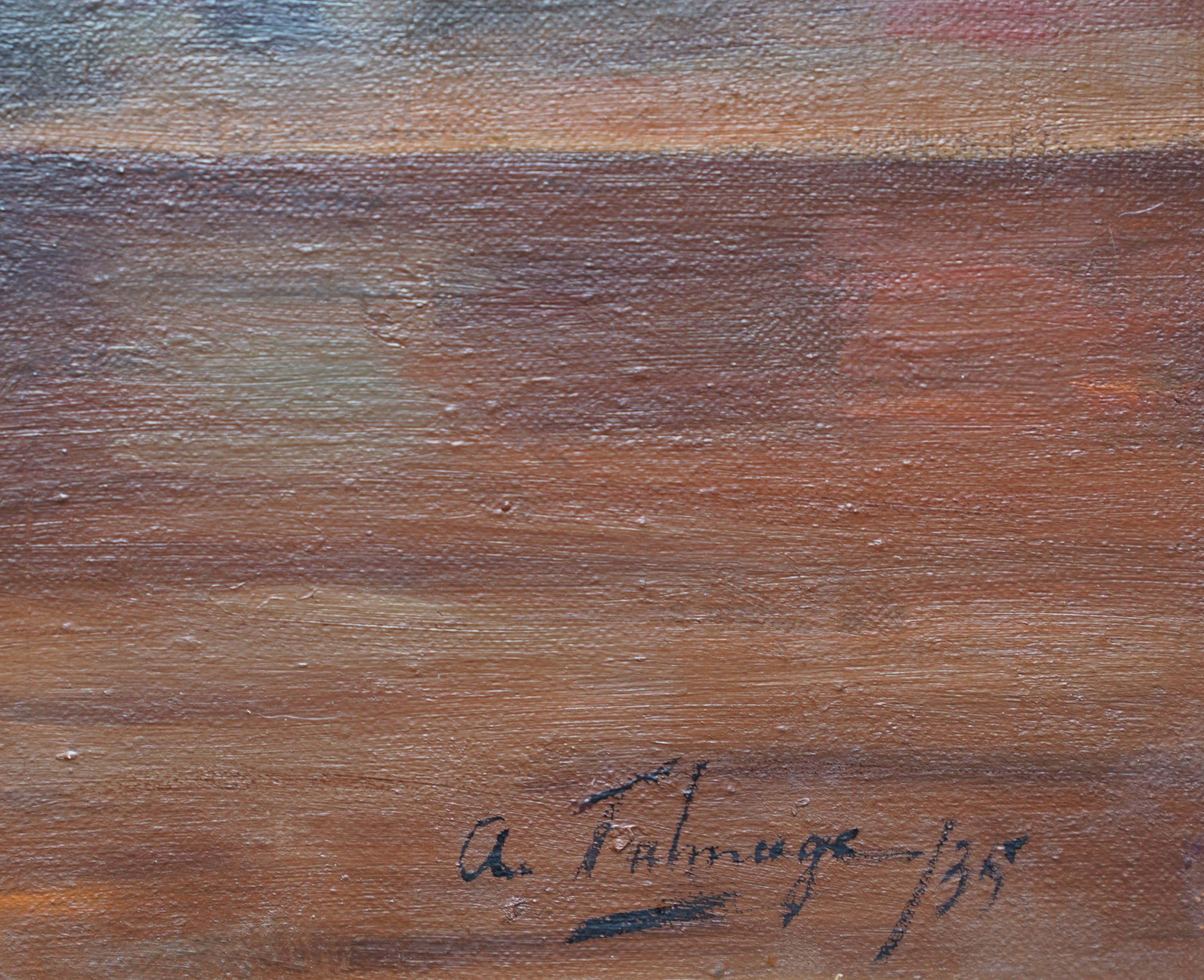 A Flower Piece Roses in a White Vase - British 1930's Exhib floral oil painting 4