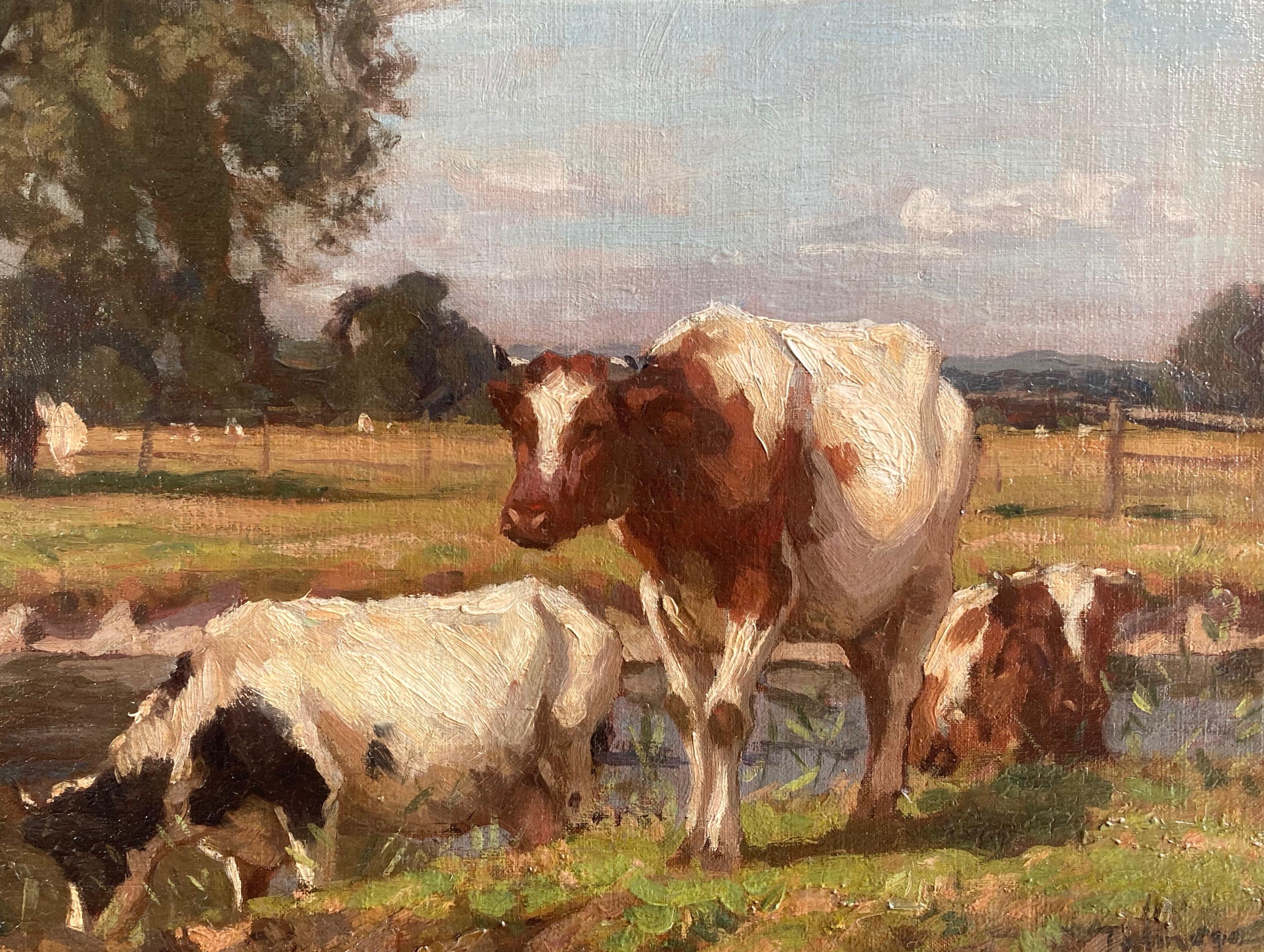 Algernon Talmage, Impressionist scene, cattle grazing in a river landscape 1