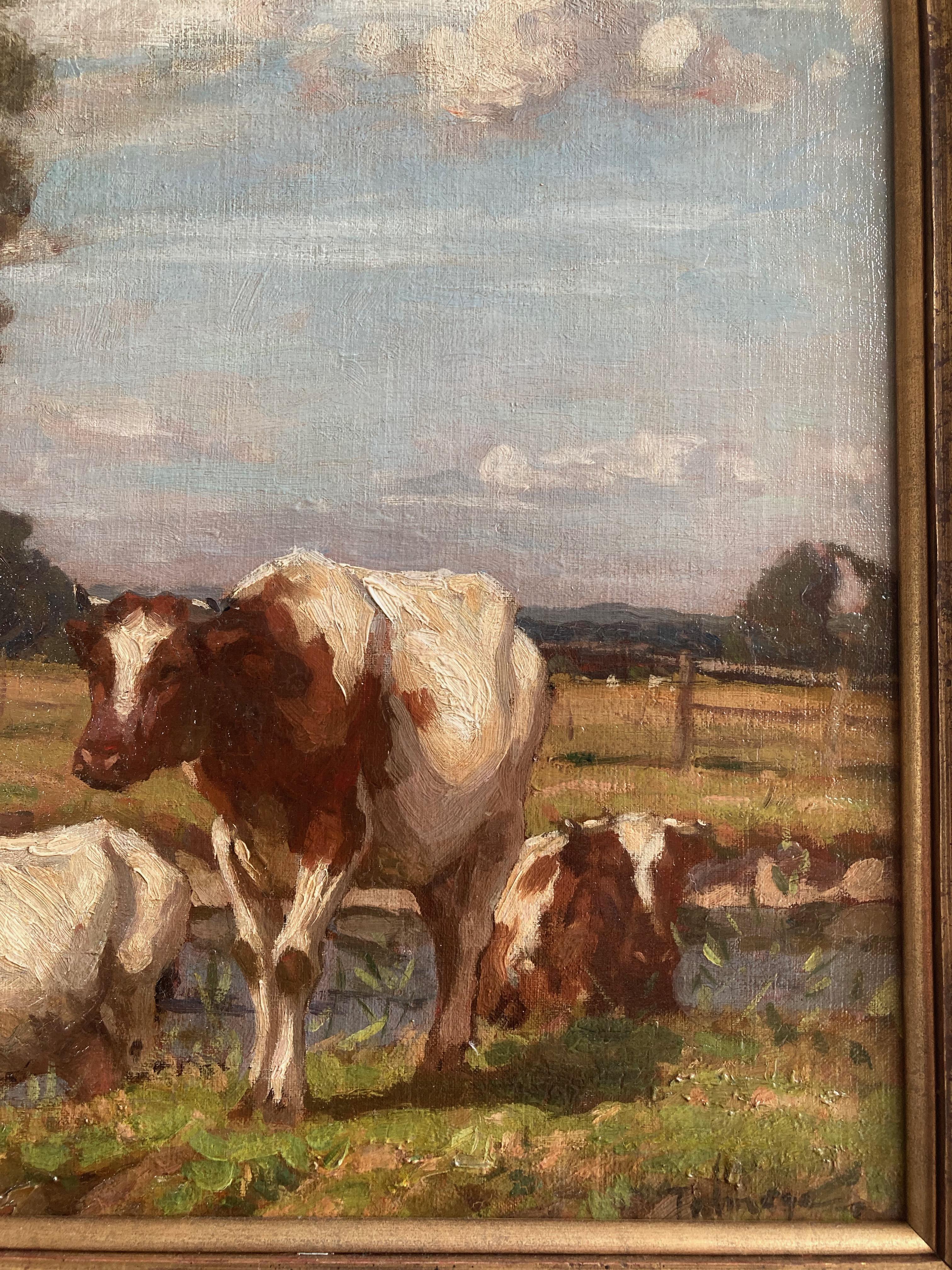 Algernon Talmage, Impressionist scene, cattle grazing in a river landscape 3