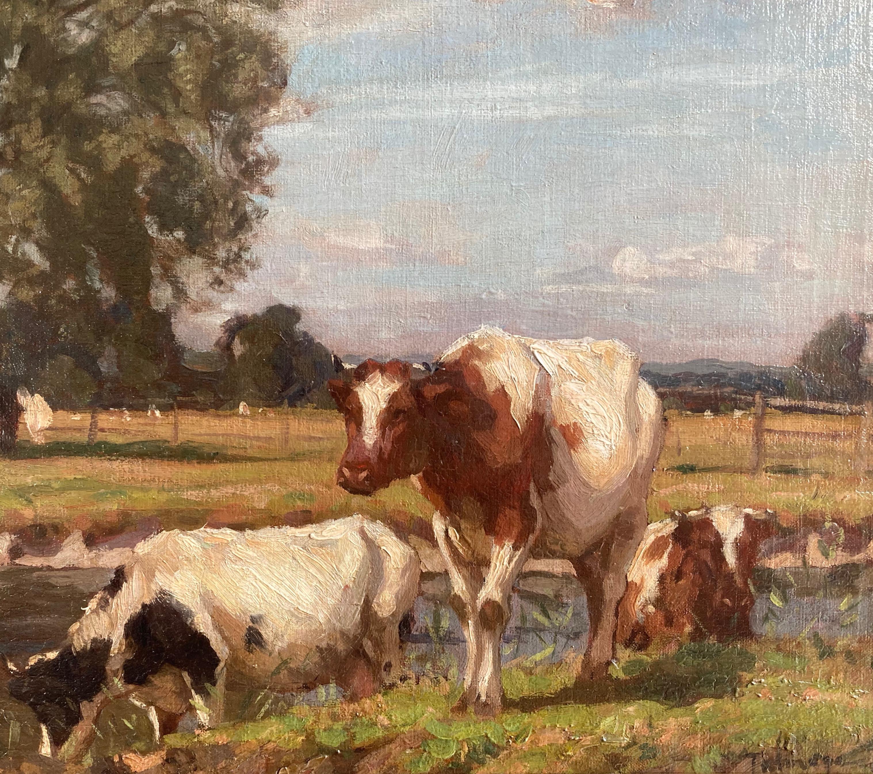 Algernon Talmage, Impressionist scene, cattle grazing in a river landscape 6