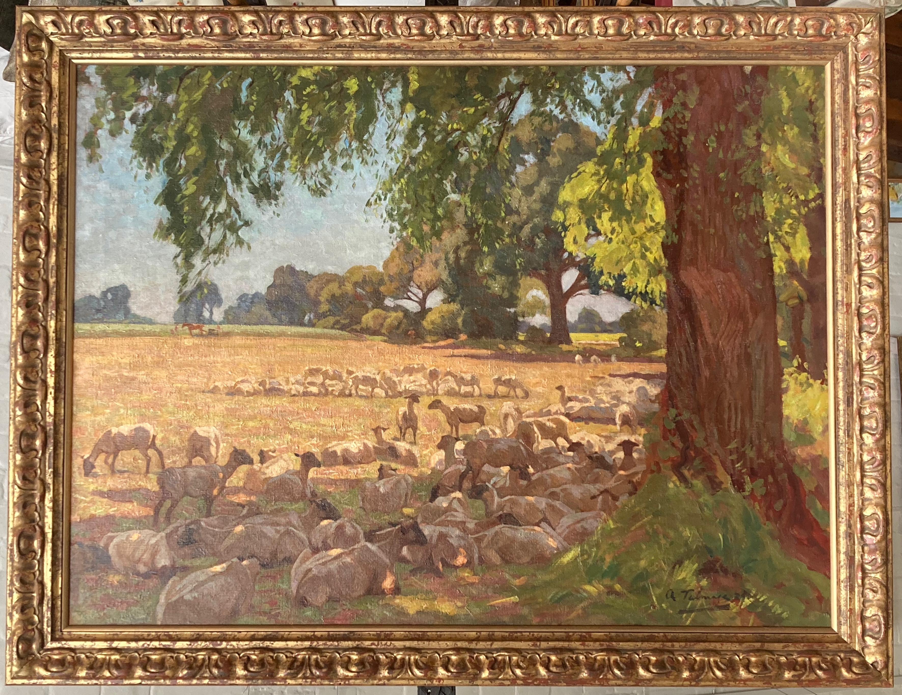 Algernon Talmage, Large Impressionist scene, sheep grazing in a summer landscape For Sale 9