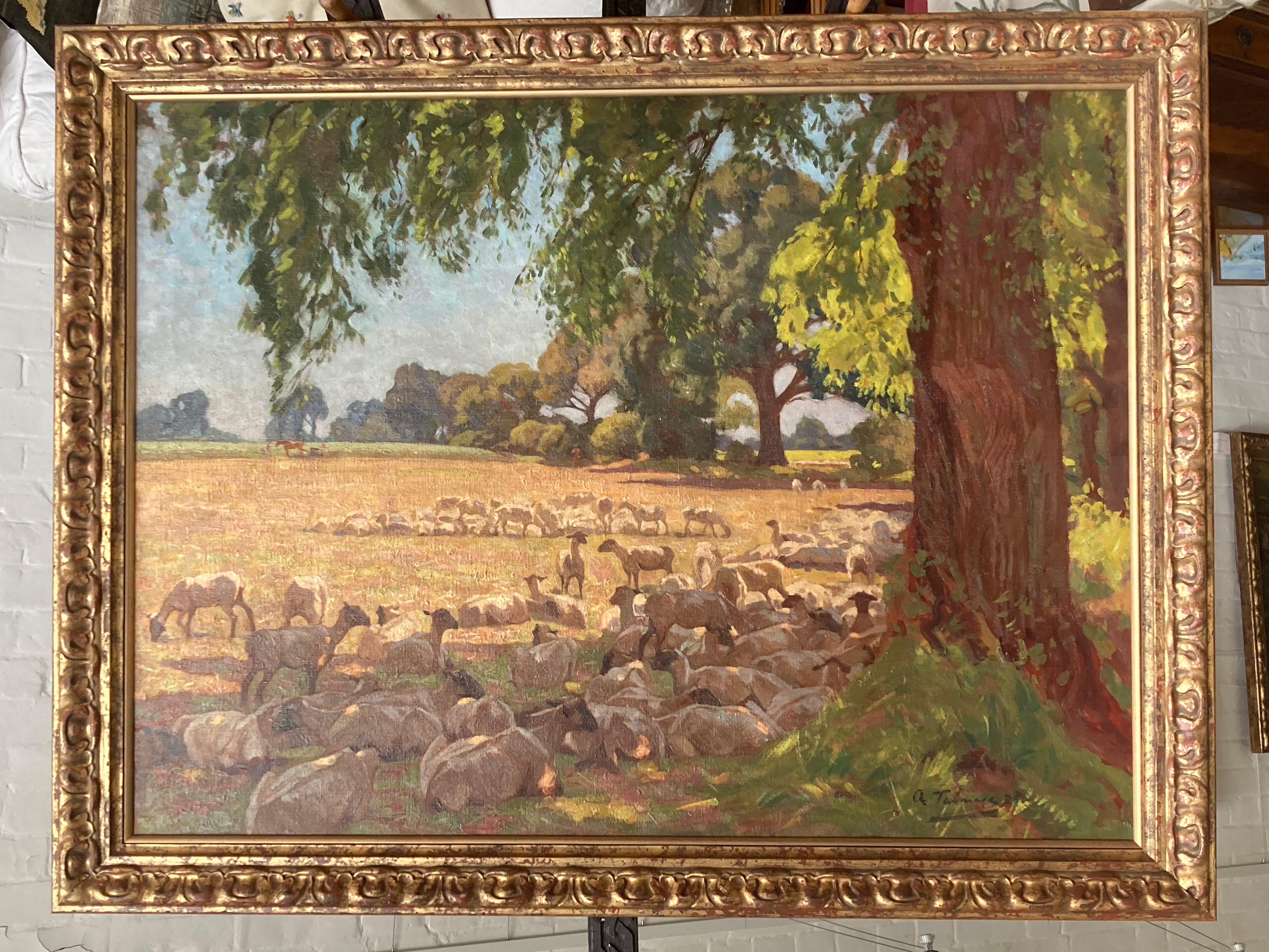 Algernon Talmage, Large Impressionist scene, sheep grazing in a summer landscape For Sale 10