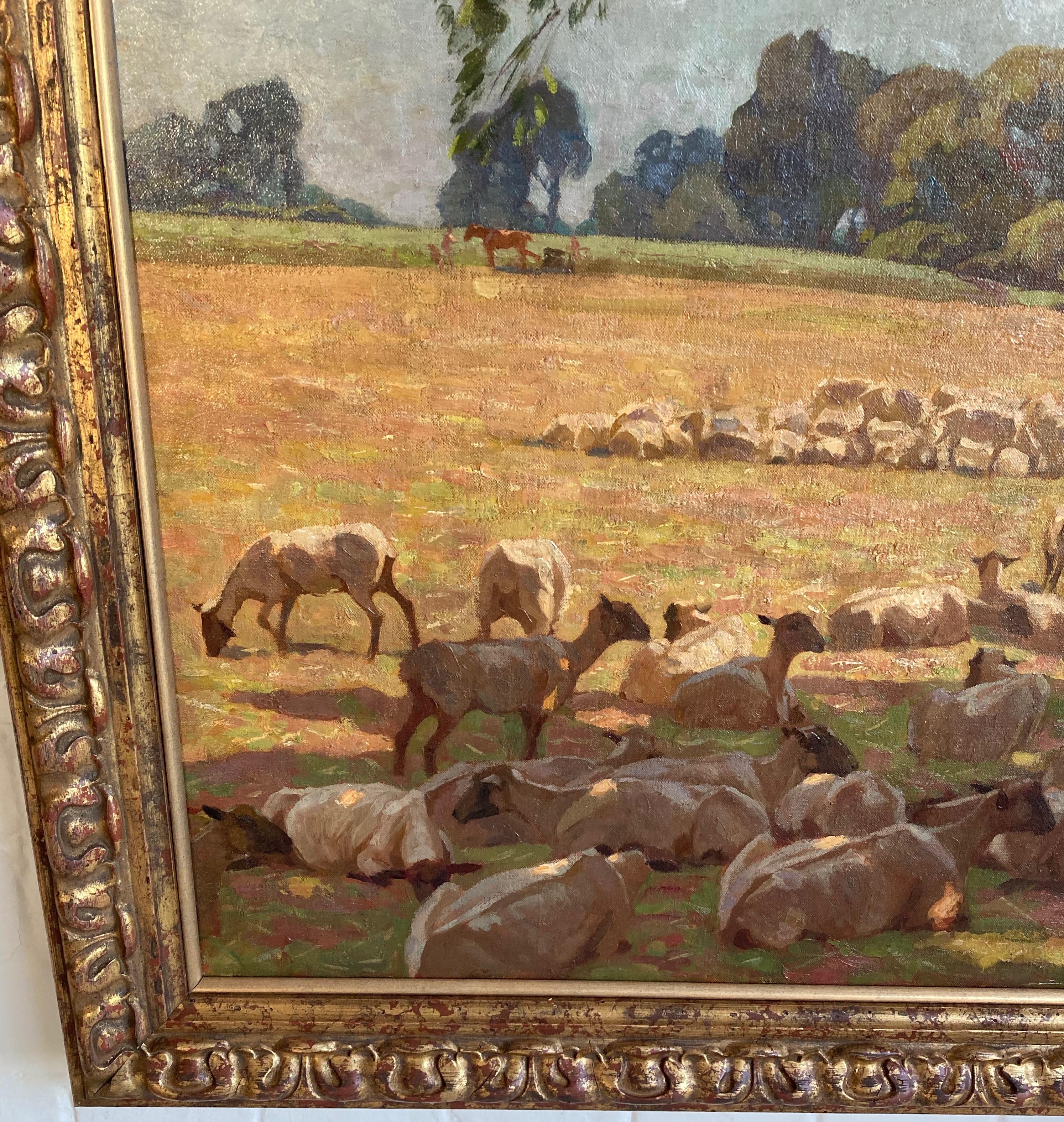 Algernon Talmage, Large Impressionist scene, sheep grazing in a summer landscape For Sale 2