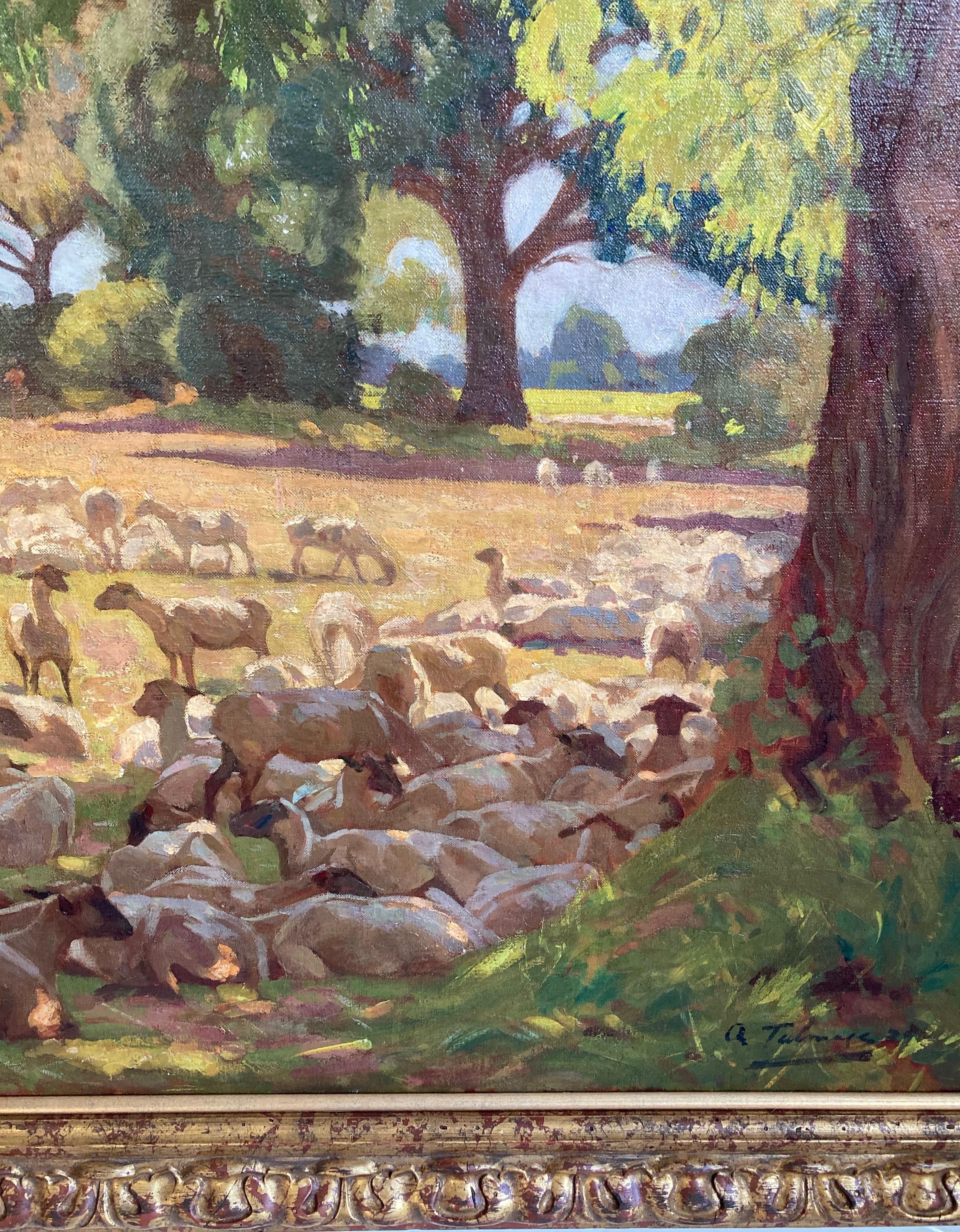 Algernon Talmage, Large Impressionist scene, sheep grazing in a summer landscape For Sale 5