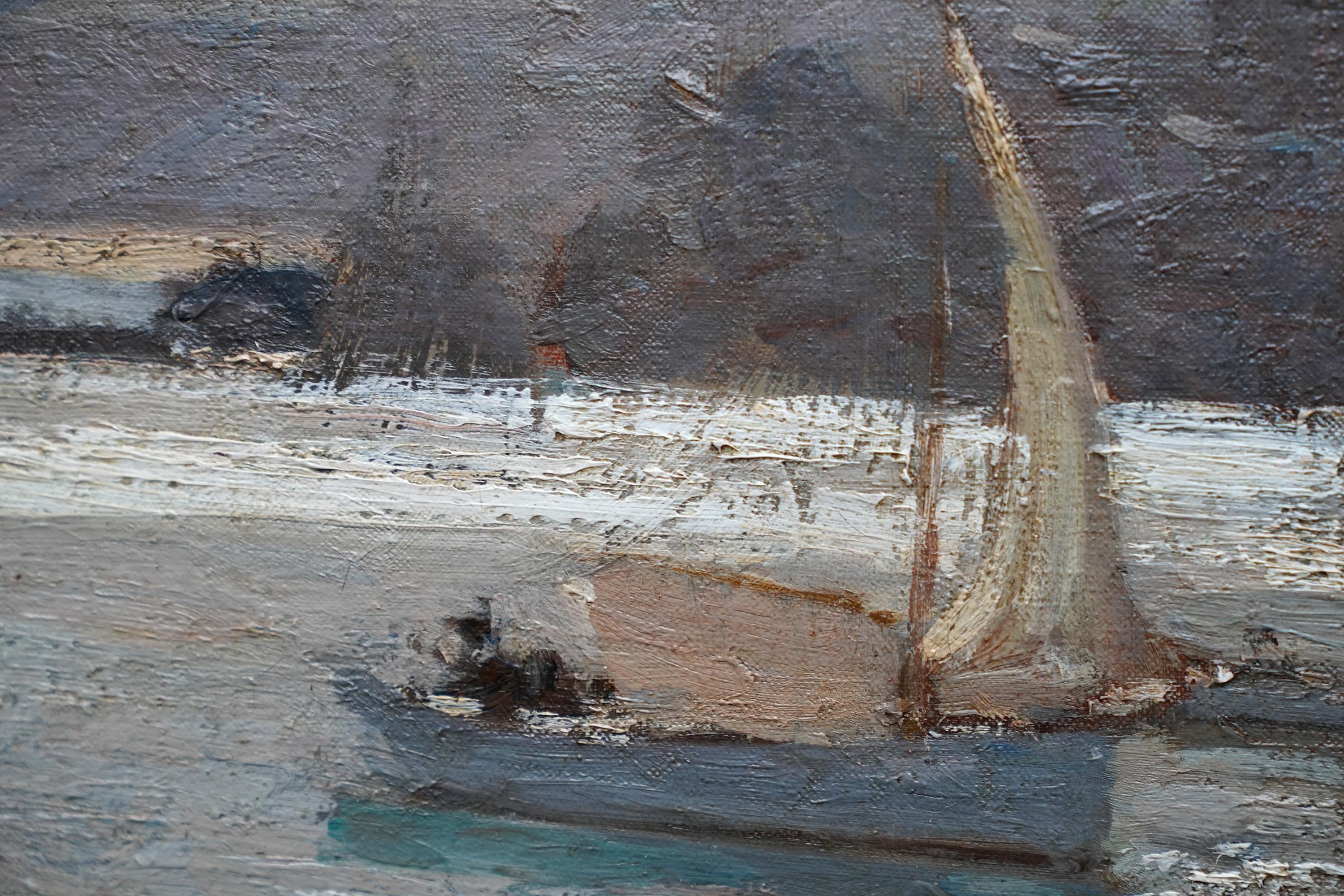 Newlyn Harbour Seascape - British Edwardian Newlyn School Cornish oil painting For Sale 1