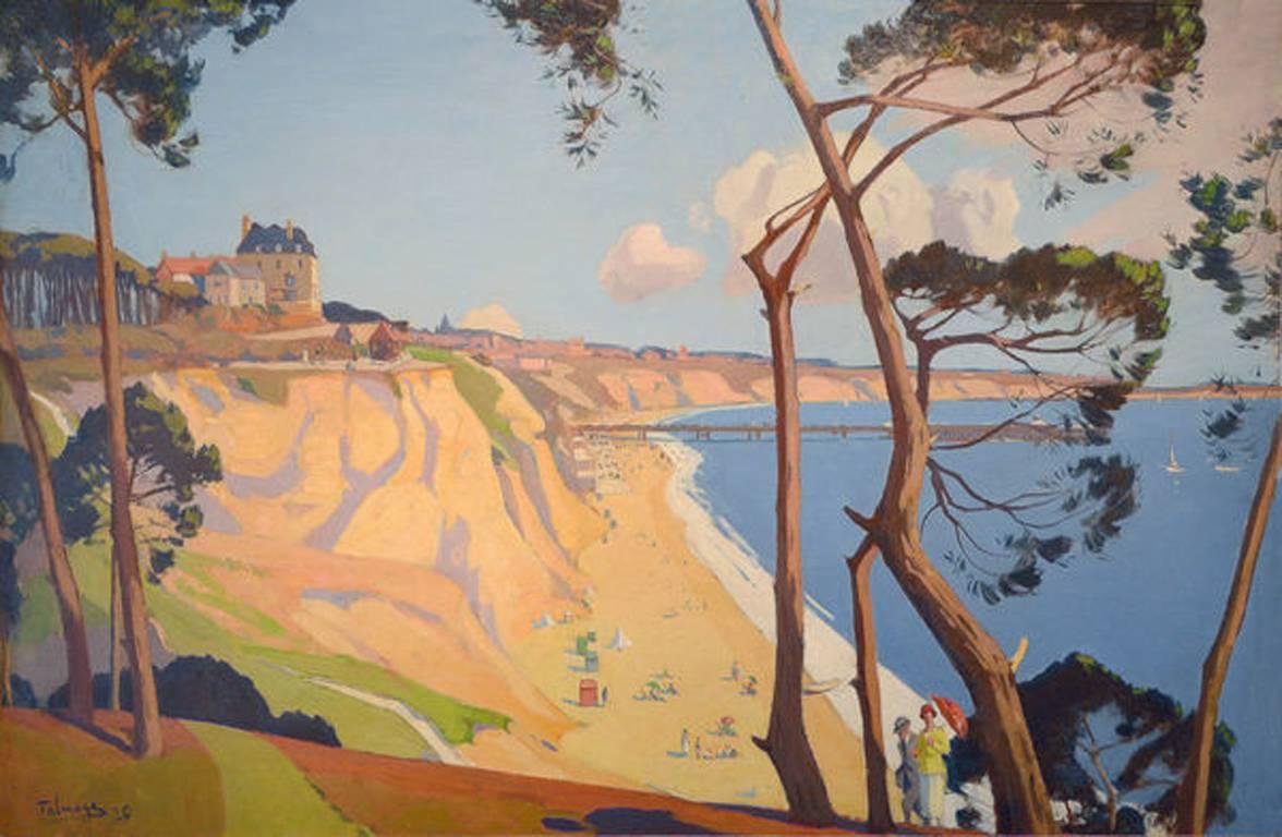 Algernon Tamage Landscape Painting - Bournemouth 20th Century Art Deco Oil Painting