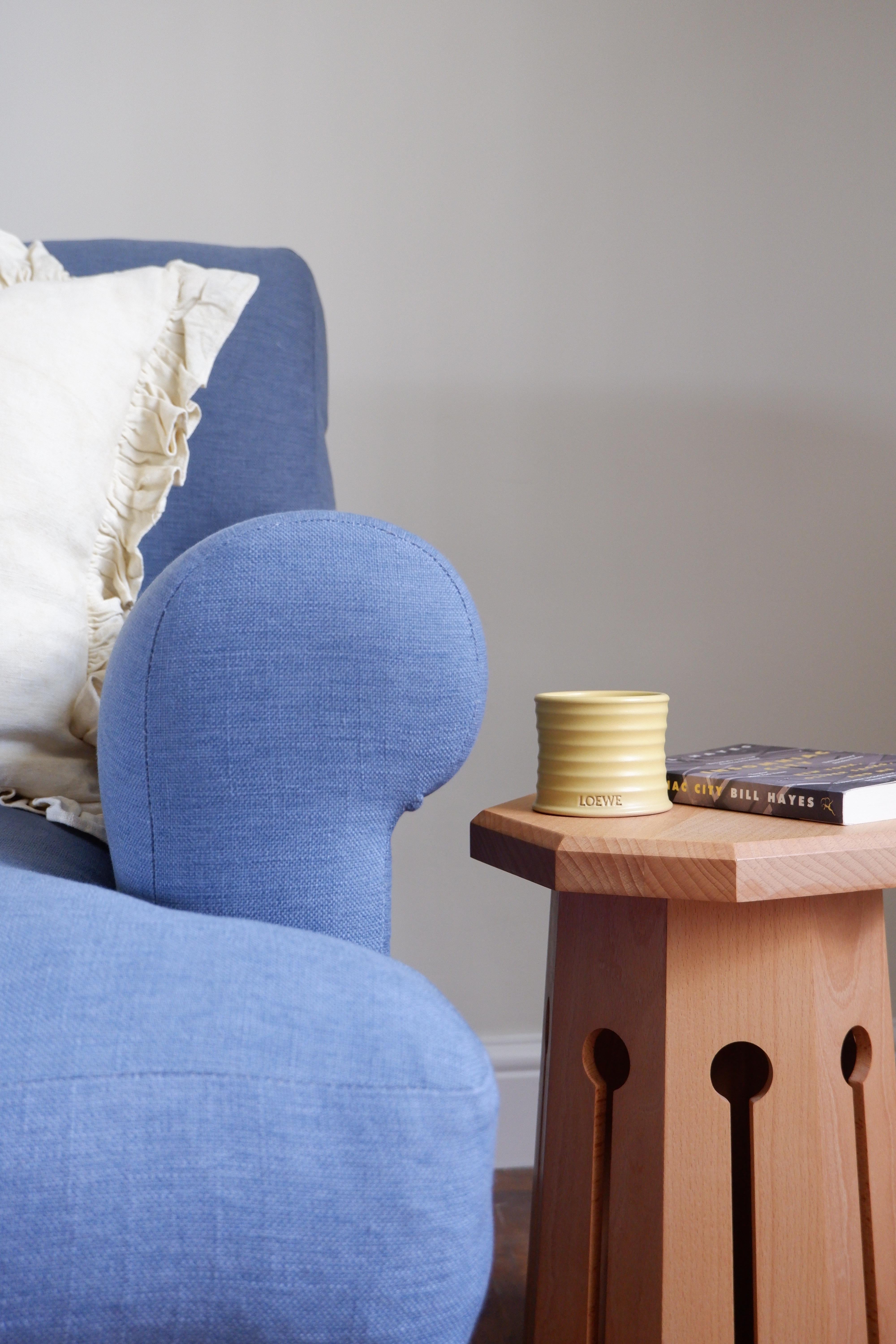 Post-Modern Algers Side Stool by Josh Page Studio. Beech wood with Octagonal base, handmade. For Sale