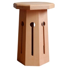 Algers Side Stool by Josh Page Studio. Beech wood with Octagonal base, handmade.