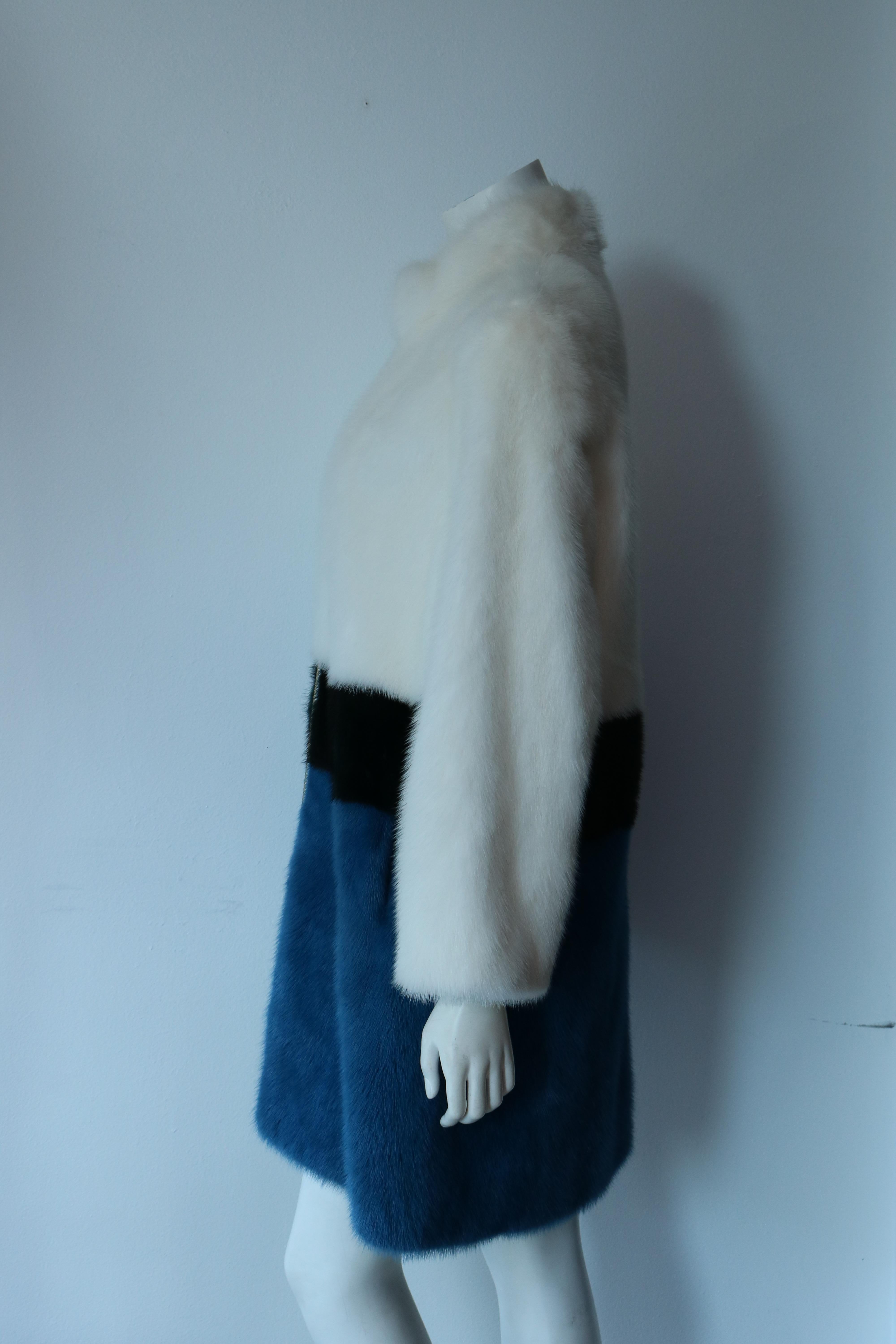 Blue Algo Mink Fur Coat 