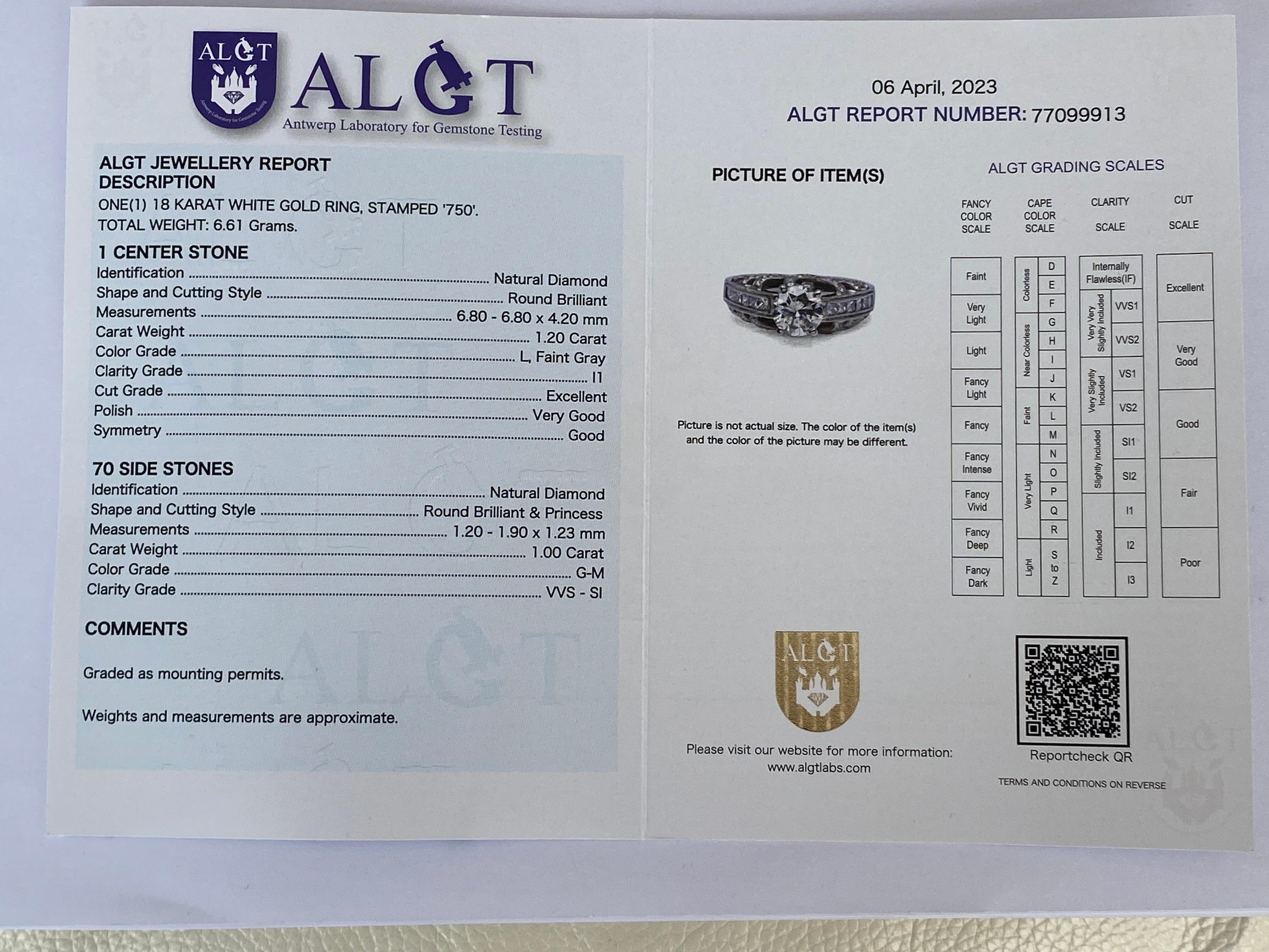 ALGT Certificied 2.20 Carat Diamond Engagement Ring For Sale 5