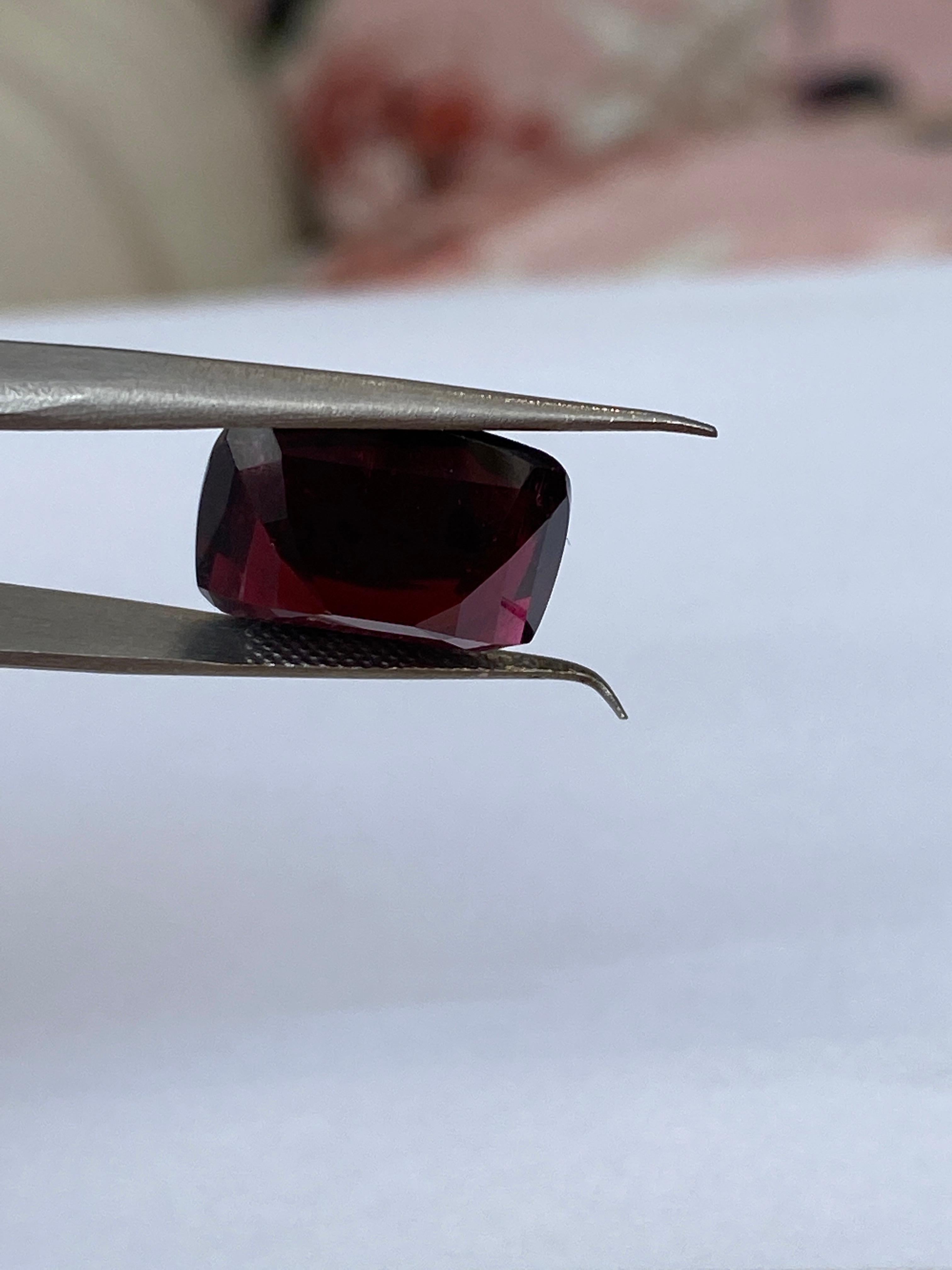 ALGT Certified 10.25 Carat Natural Tourmaline Deep/Dark Purplish Red Rubellite For Sale 1