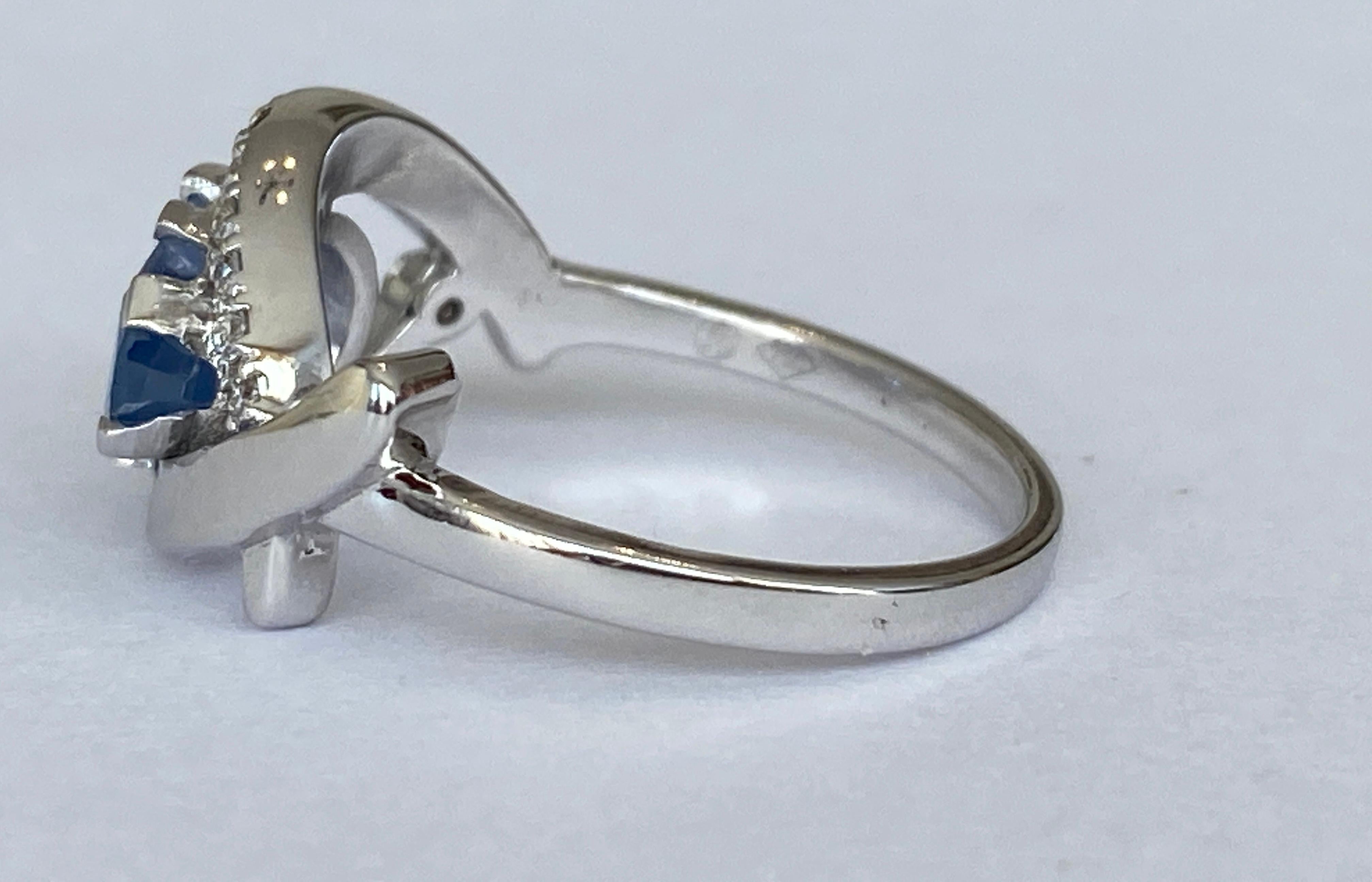 ALGT Certified 1.85 carat Ceylon Sapphire Diamond White Gold  Ring For Sale 2