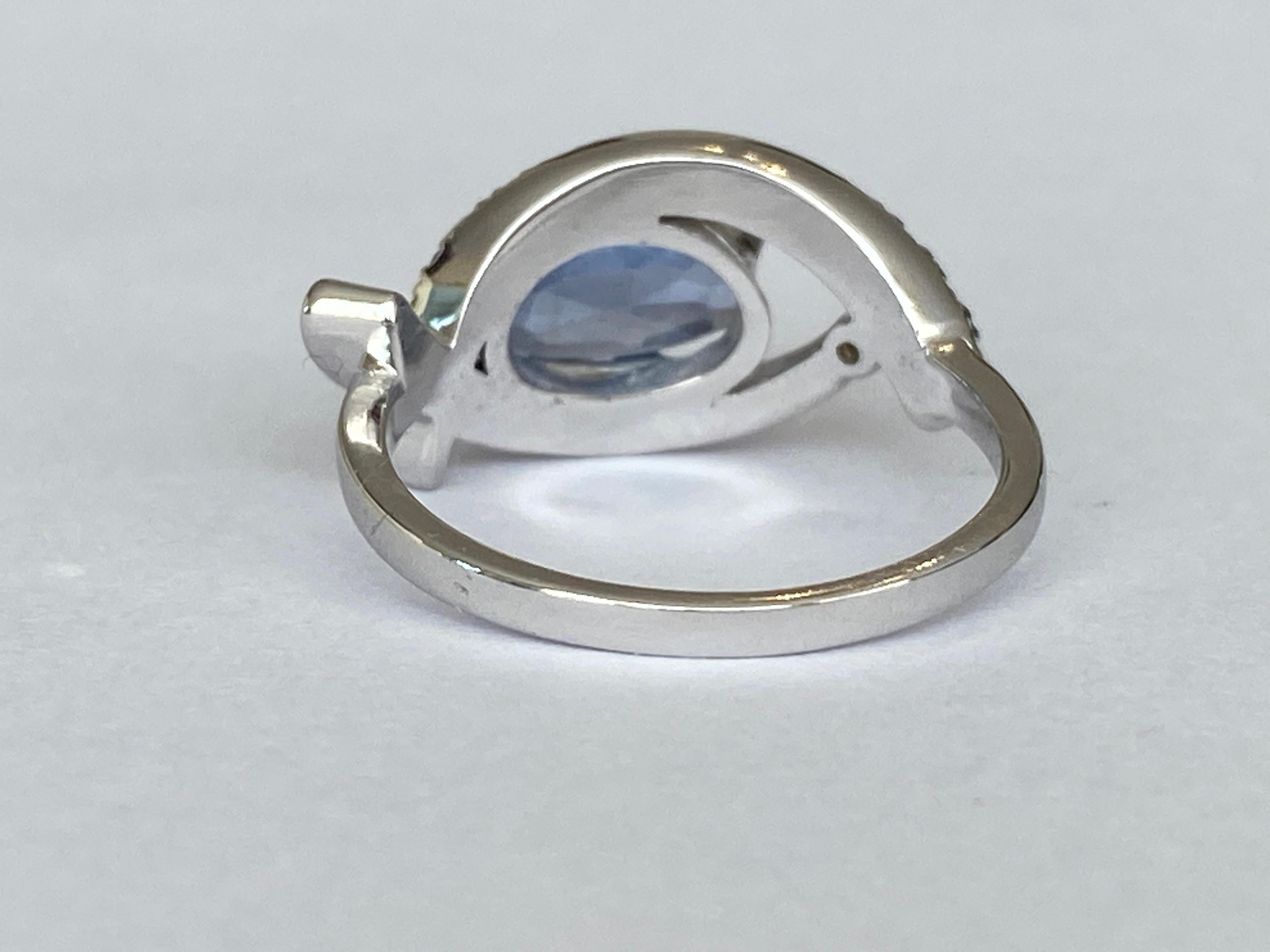 ALGT Certified 1.85 carat Ceylon Sapphire Diamond White Gold  Ring For Sale 3