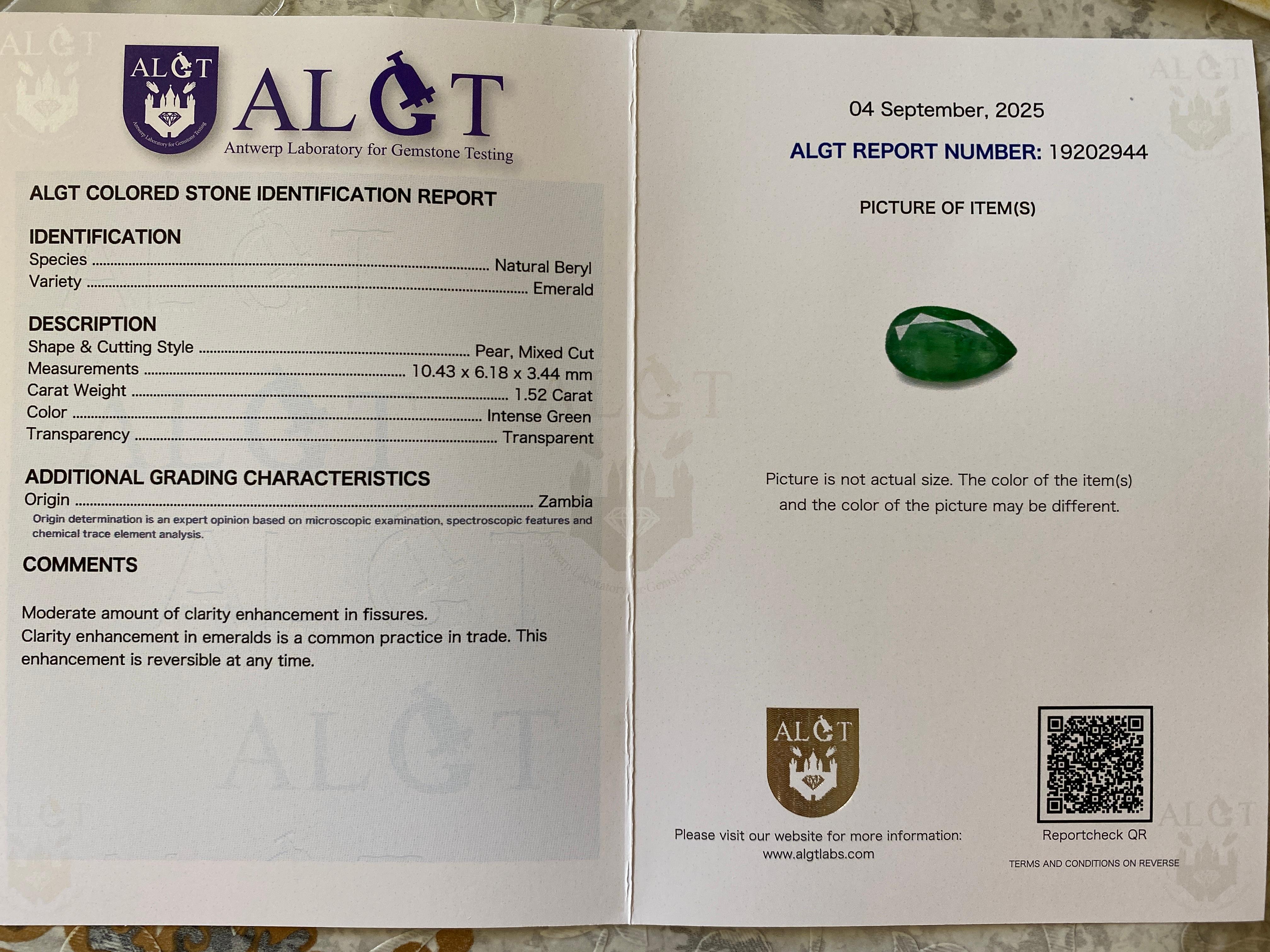 1,51 carati di pietra smeraldo naturale sfusa, pietra pera a taglio misto in vendita 3