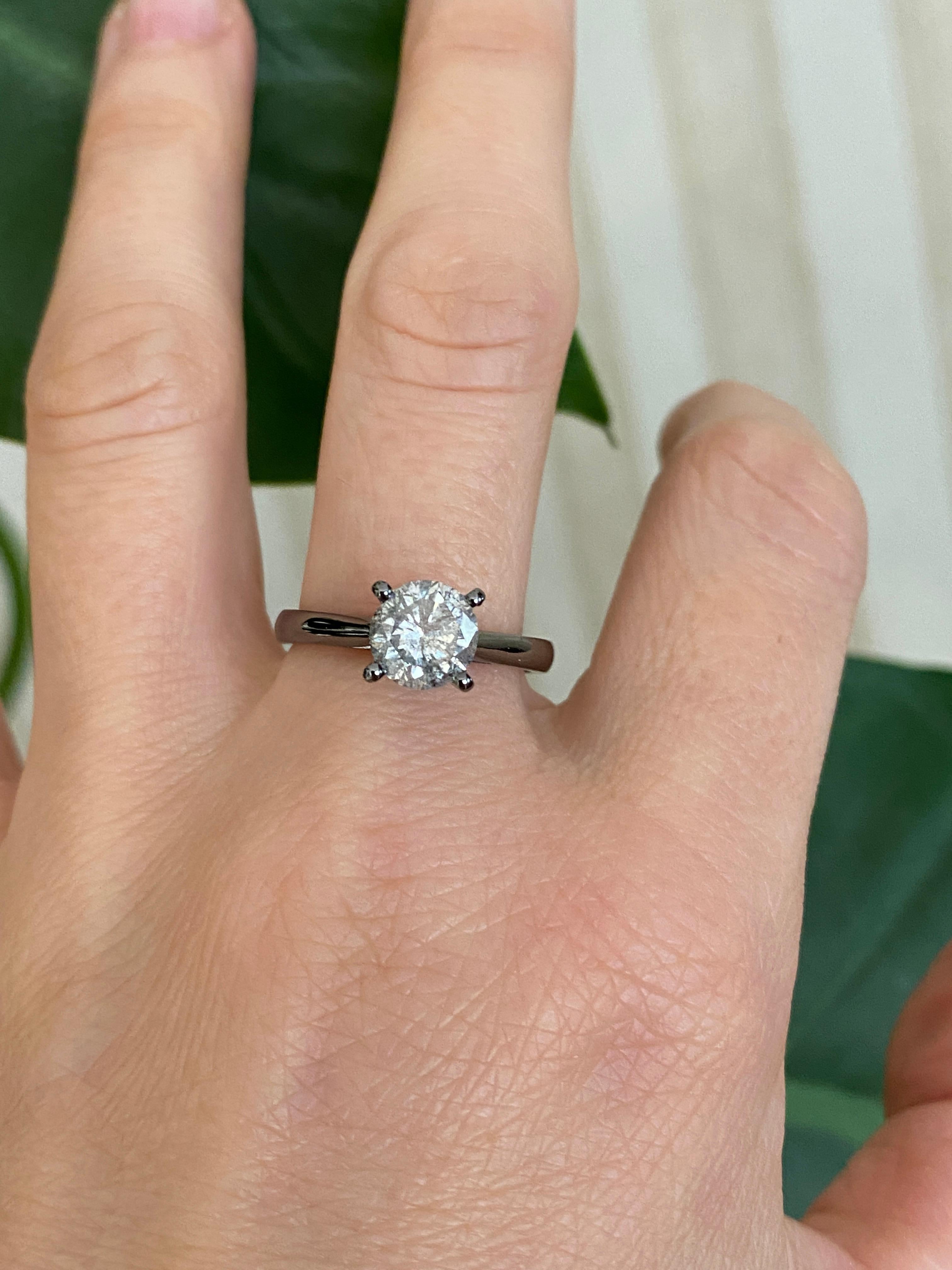Anello solitario con diamante sale e pepe certificato ALGT da 1,65 carati a taglio brillante in vendita 4
