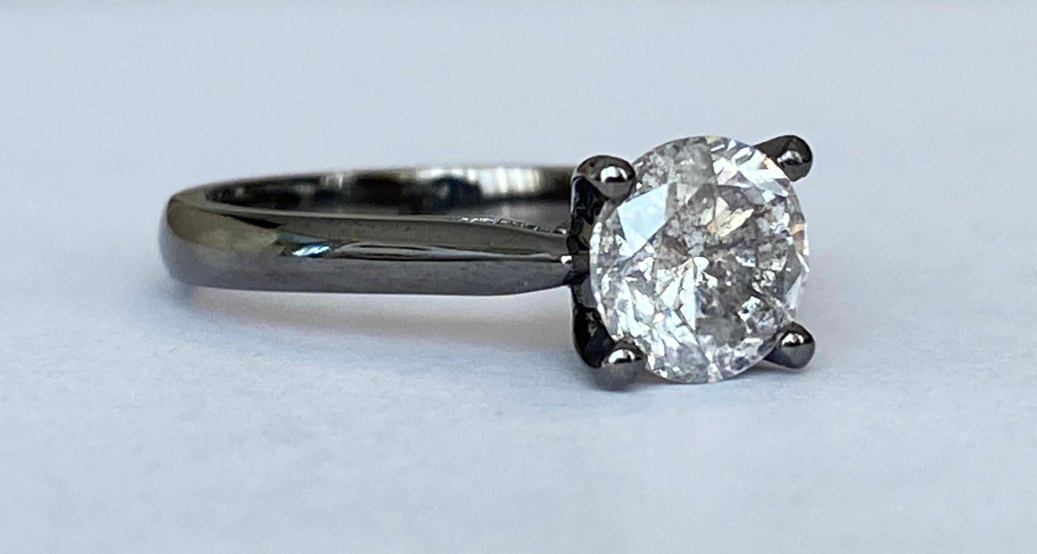 da uomo o donna Anello solitario con diamante sale e pepe certificato ALGT da 1,65 carati a taglio brillante in vendita