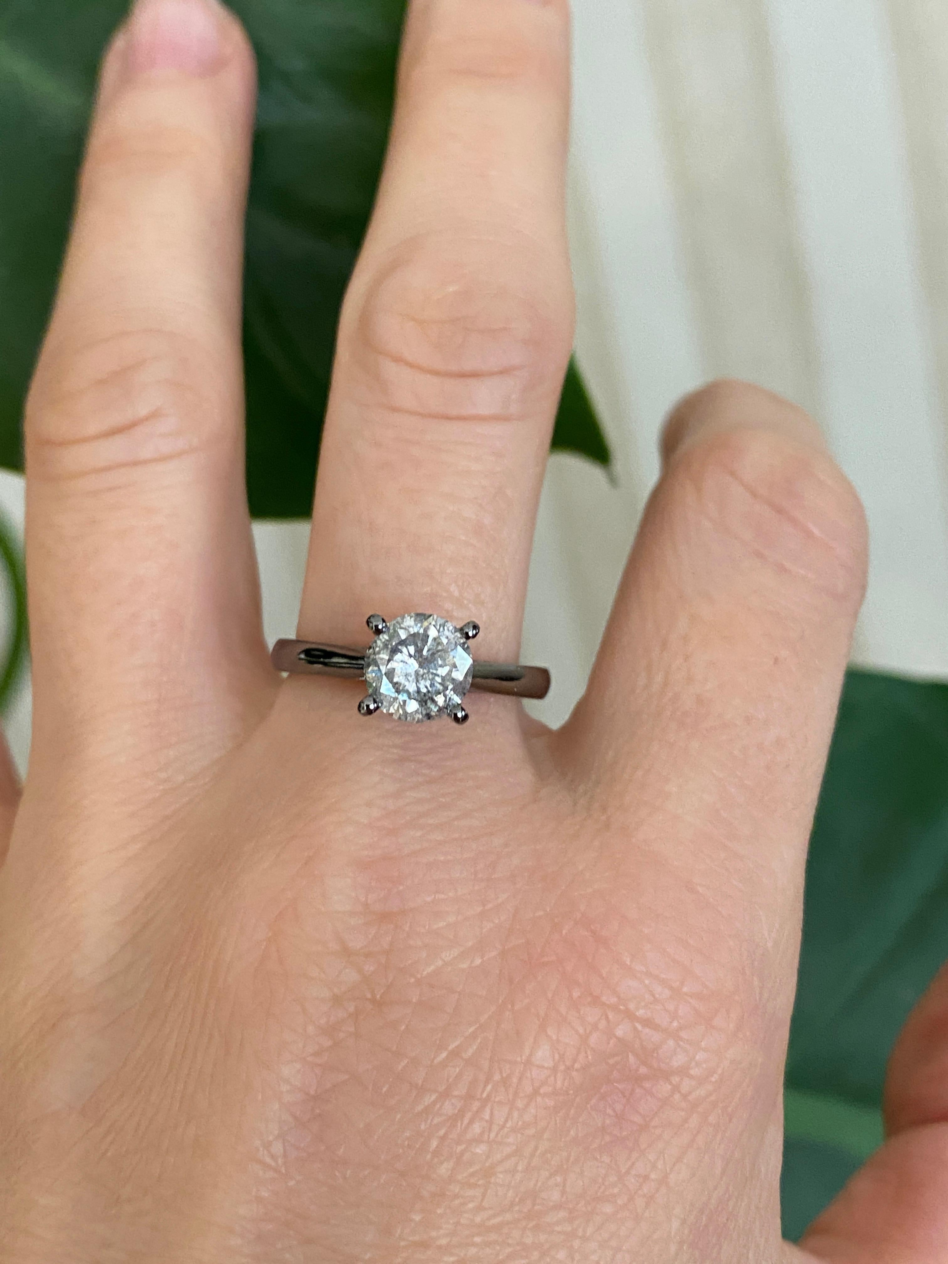 Anello solitario con diamante sale e pepe certificato ALGT da 1,65 carati a taglio brillante in vendita 3