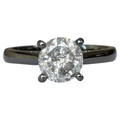 ALGT Certified 1.65 Ct Brilliant cut Salt and Pepper Diamond Solitaire Ring