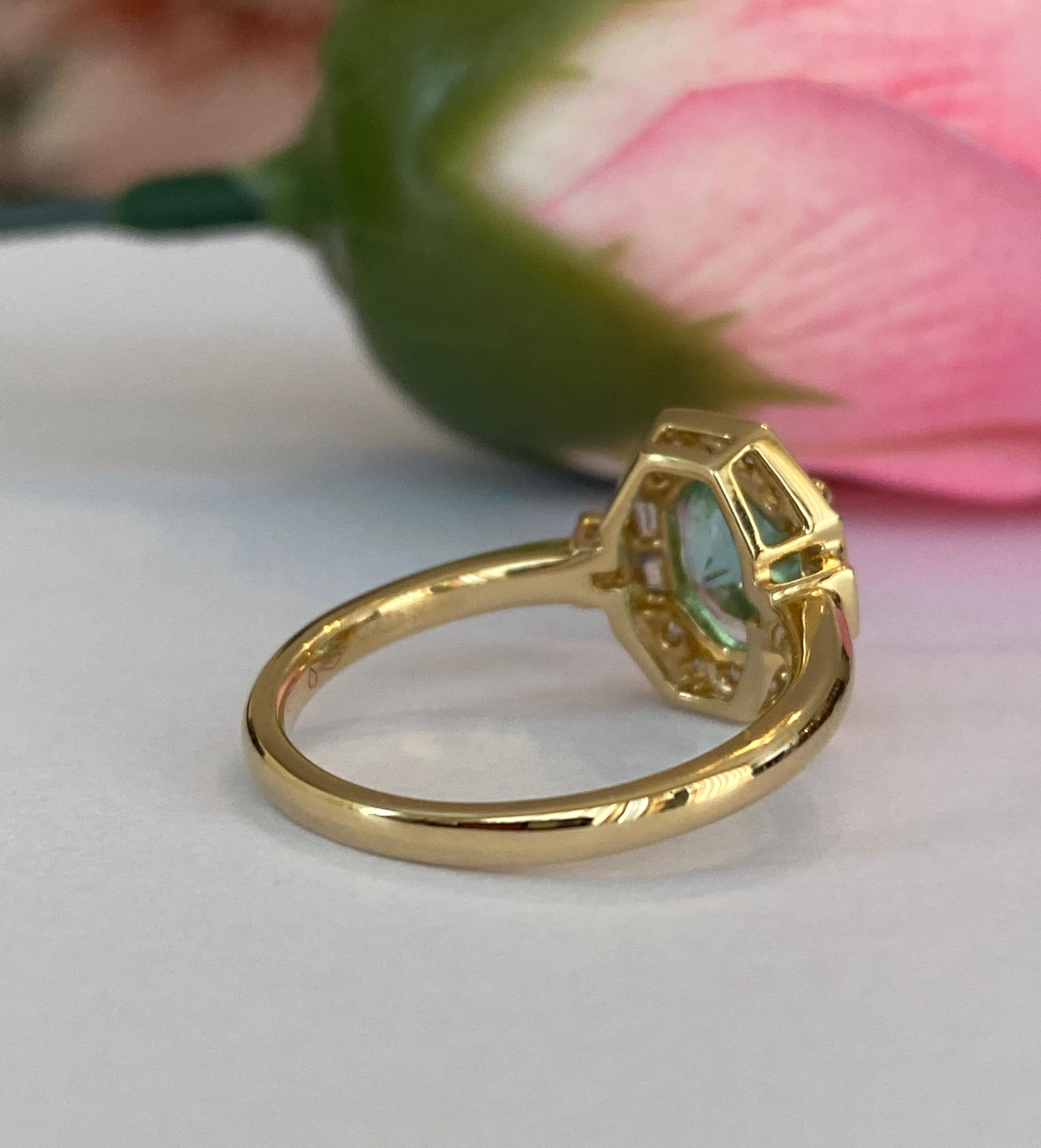Diamant tourmaline Paraiba certifié ALGT de 1,67 carat  Bague en or jaune 18 kt en vente 7