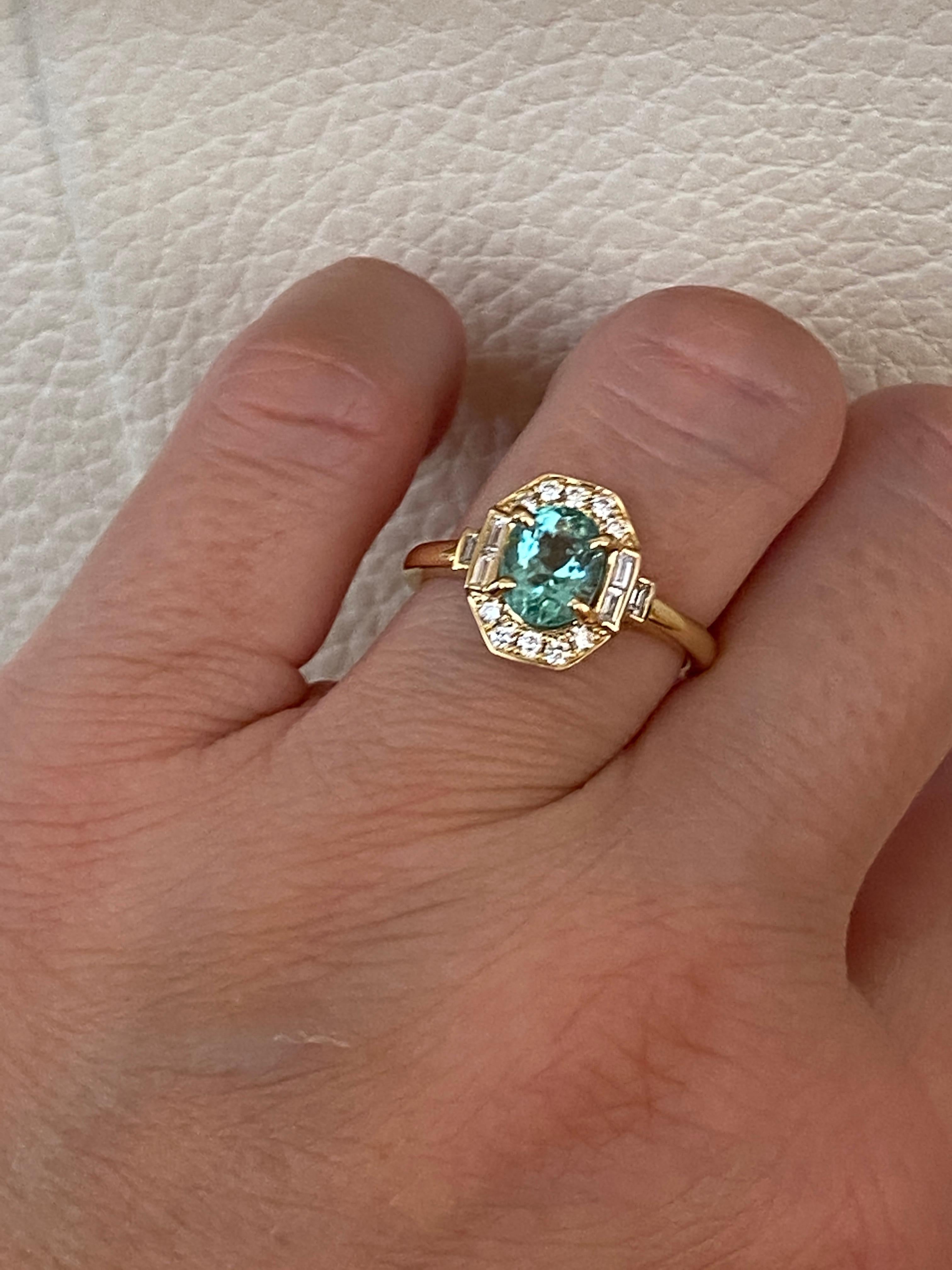 Diamant tourmaline Paraiba certifié ALGT de 1,67 carat  Bague en or jaune 18 kt en vente 10