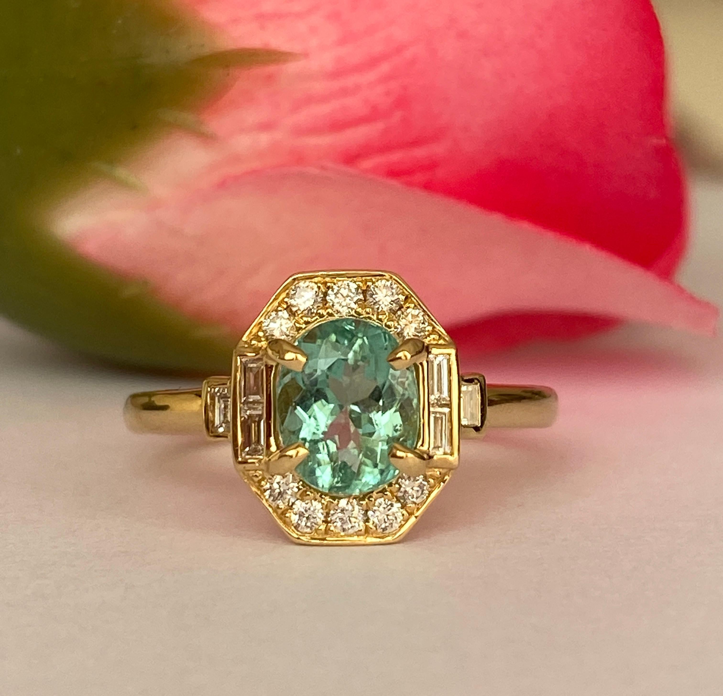 Diamant tourmaline Paraiba certifié ALGT de 1,67 carat  Bague en or jaune 18 kt en vente 2
