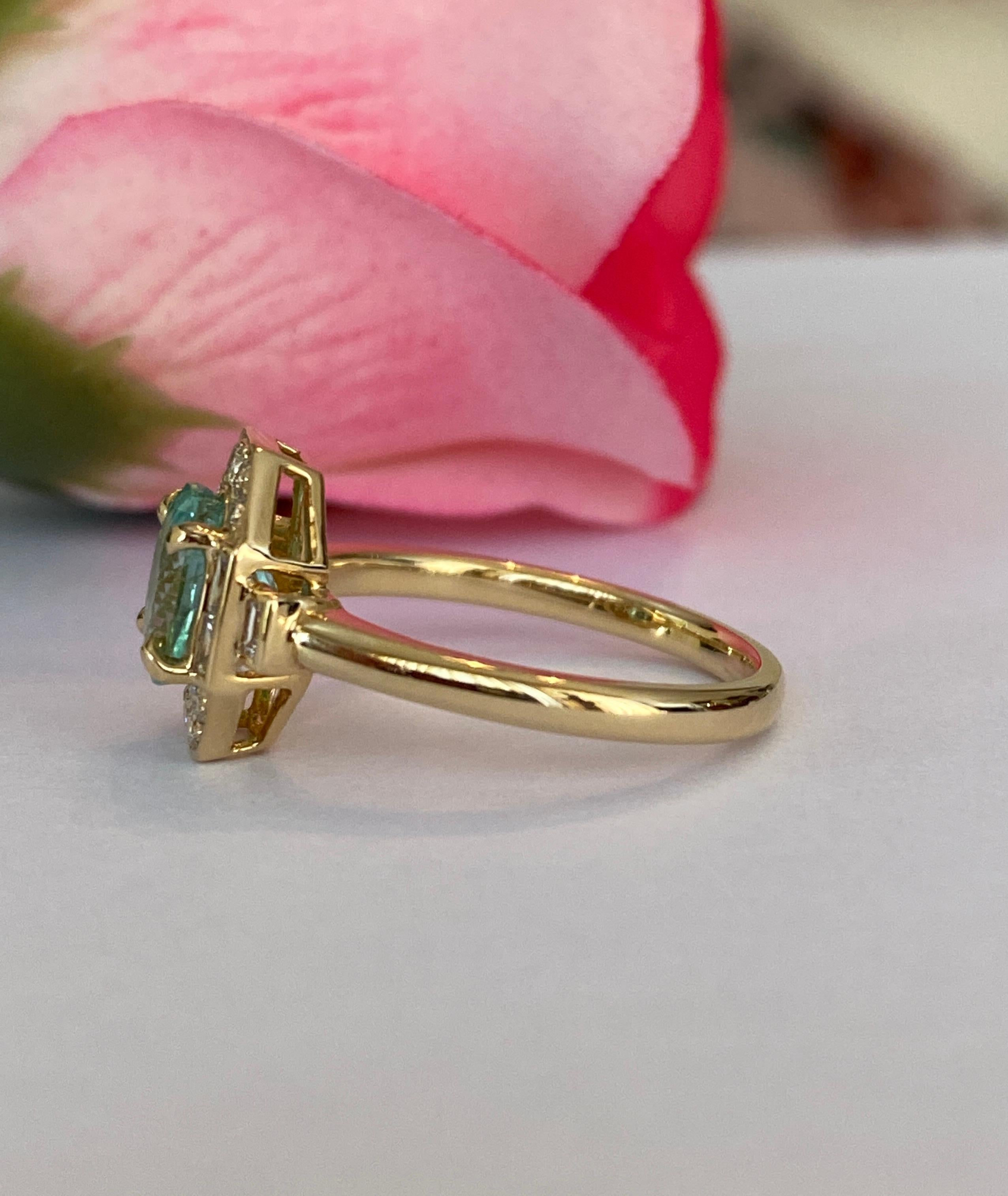 Diamant tourmaline Paraiba certifié ALGT de 1,67 carat  Bague en or jaune 18 kt en vente 6