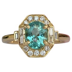 Diamant tourmaline Paraiba certifié ALGT de 1,67 carat  Bague en or jaune 18 kt
