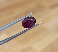 ALGT Certified 1.72 Carat Natural Tanzania Deep Red Ruby