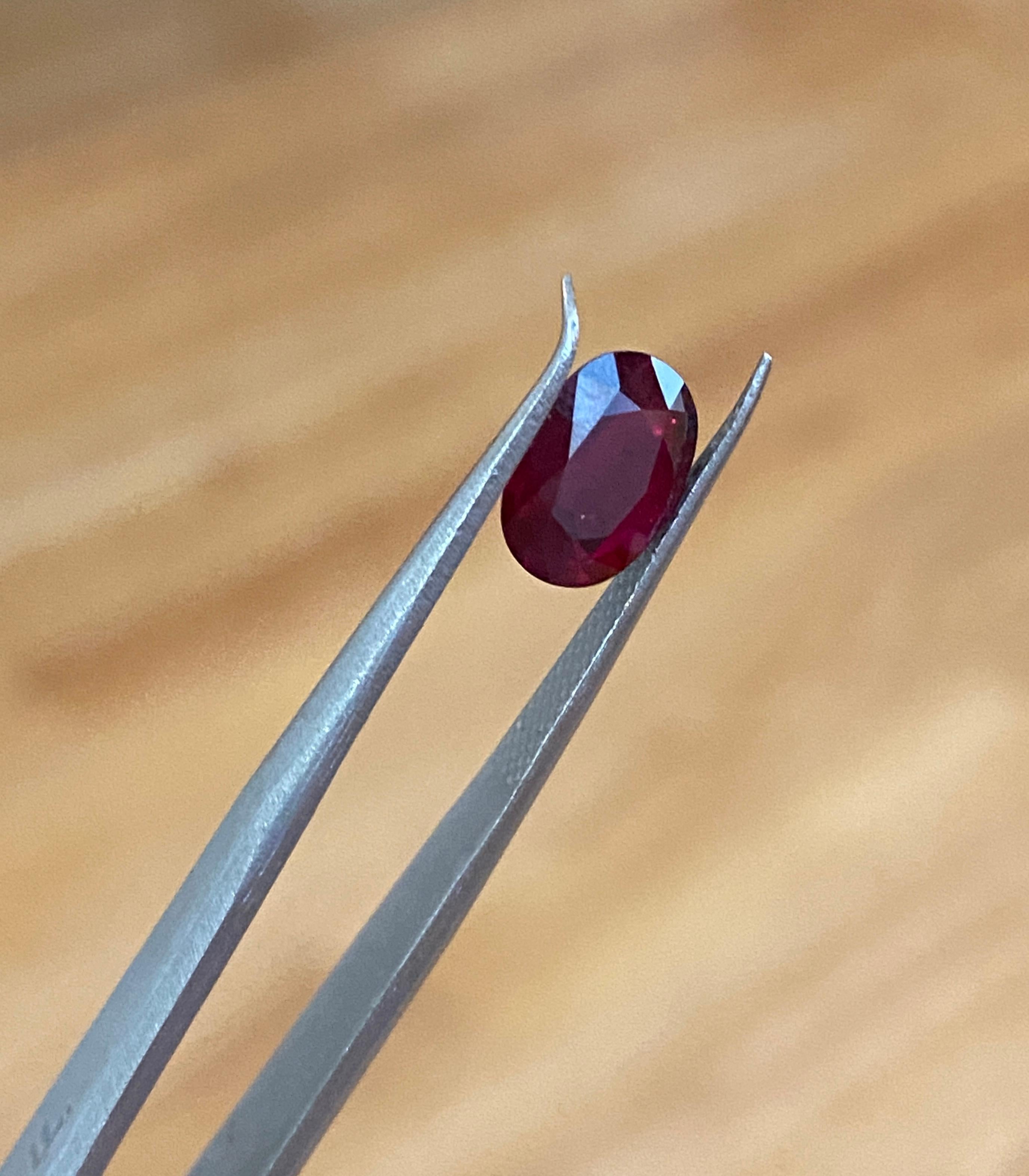 Arts and Crafts ALGT Certified 1.72 Carat Natural Tanzania Deep Red Ruby For Sale