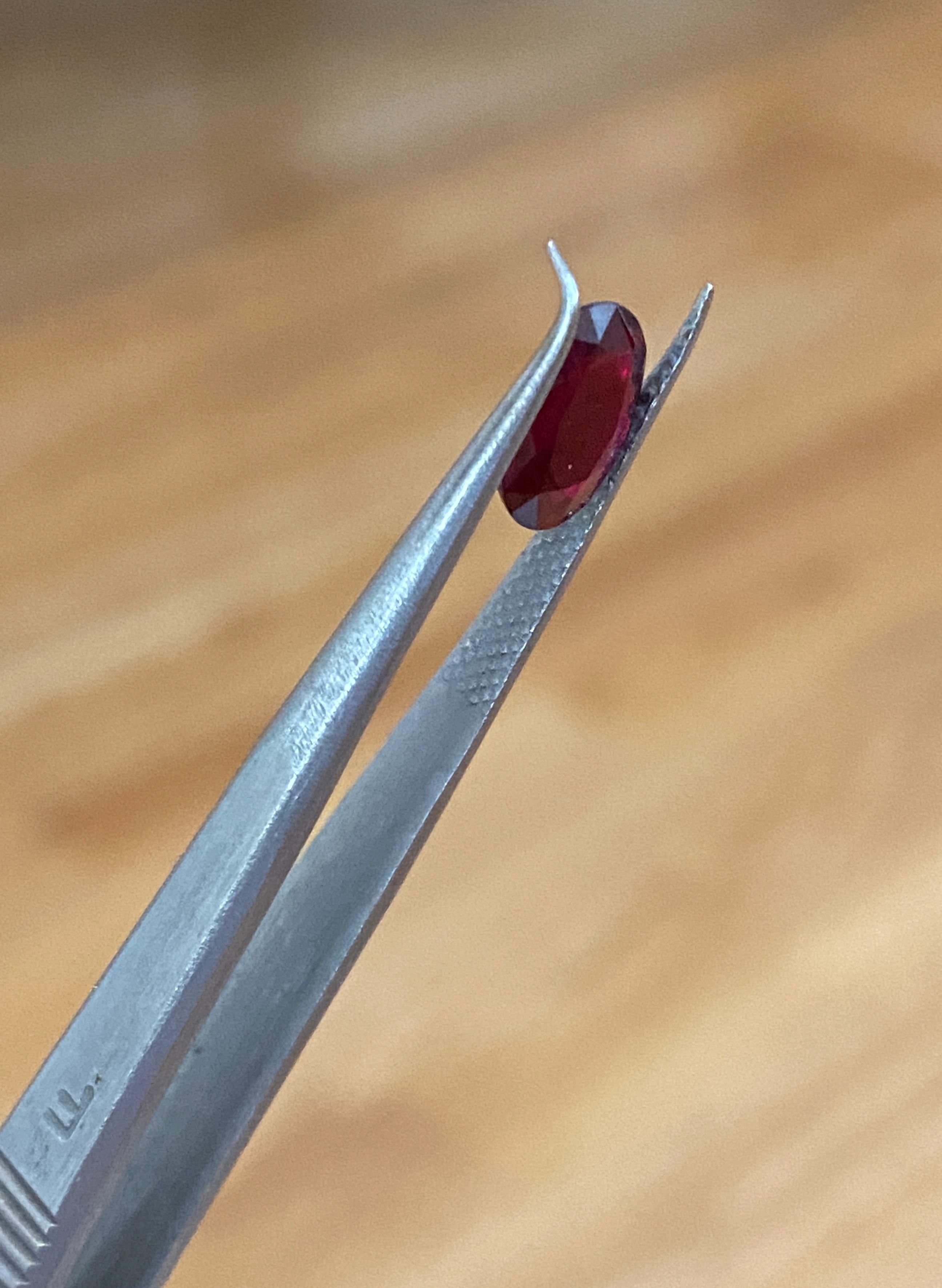 Oval Cut ALGT Certified 1.72 Carat Natural Tanzania Deep Red Ruby For Sale