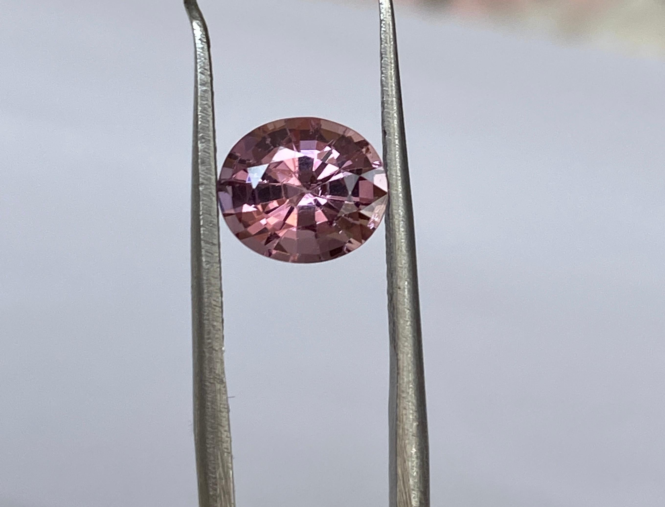 Arts and Crafts ALGT Certified 1.85 carat oval mixed cut Intense Pink Spinel For Sale