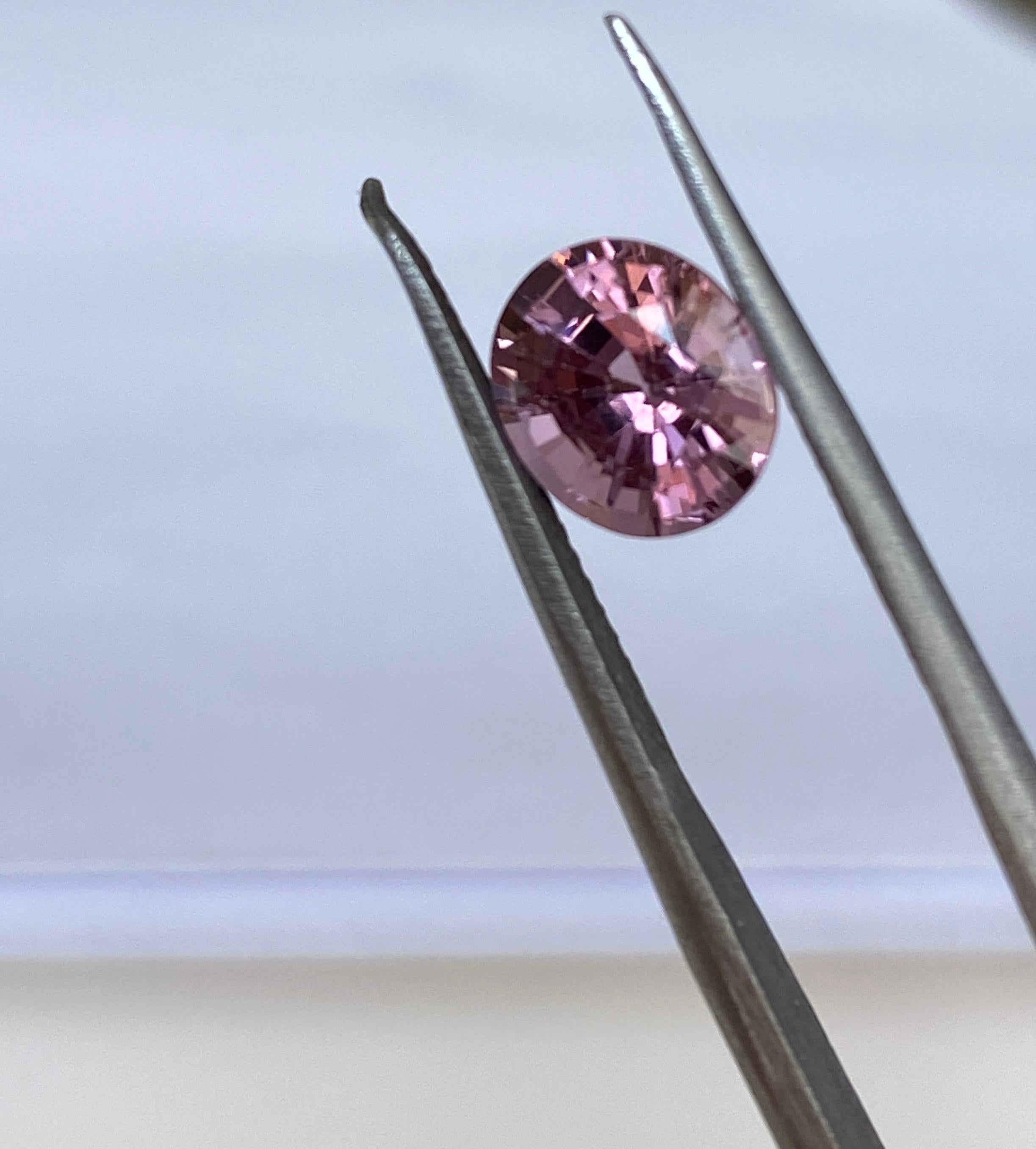 ALGT Certified 1.85 carat oval mixed cut Intense Pink Spinel For Sale 1