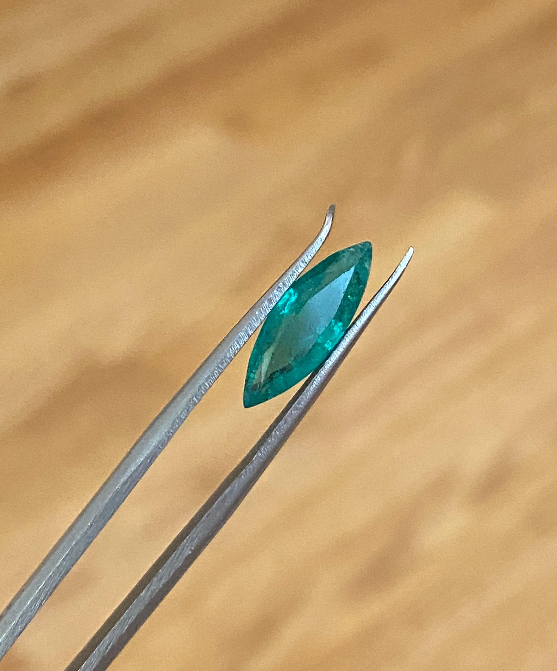 Offered beautiful 2.00 carat Intense/Vivid Green Emerald. ALGT certificate is available. 

Weight: 2.00 Carats
Shape: marquise mixed cut
Gem Dimensions: 15.15 x 5.29* 4.48 mm
Color: Intense/Vivid Green
Treatment: Insignificant amount of clarity