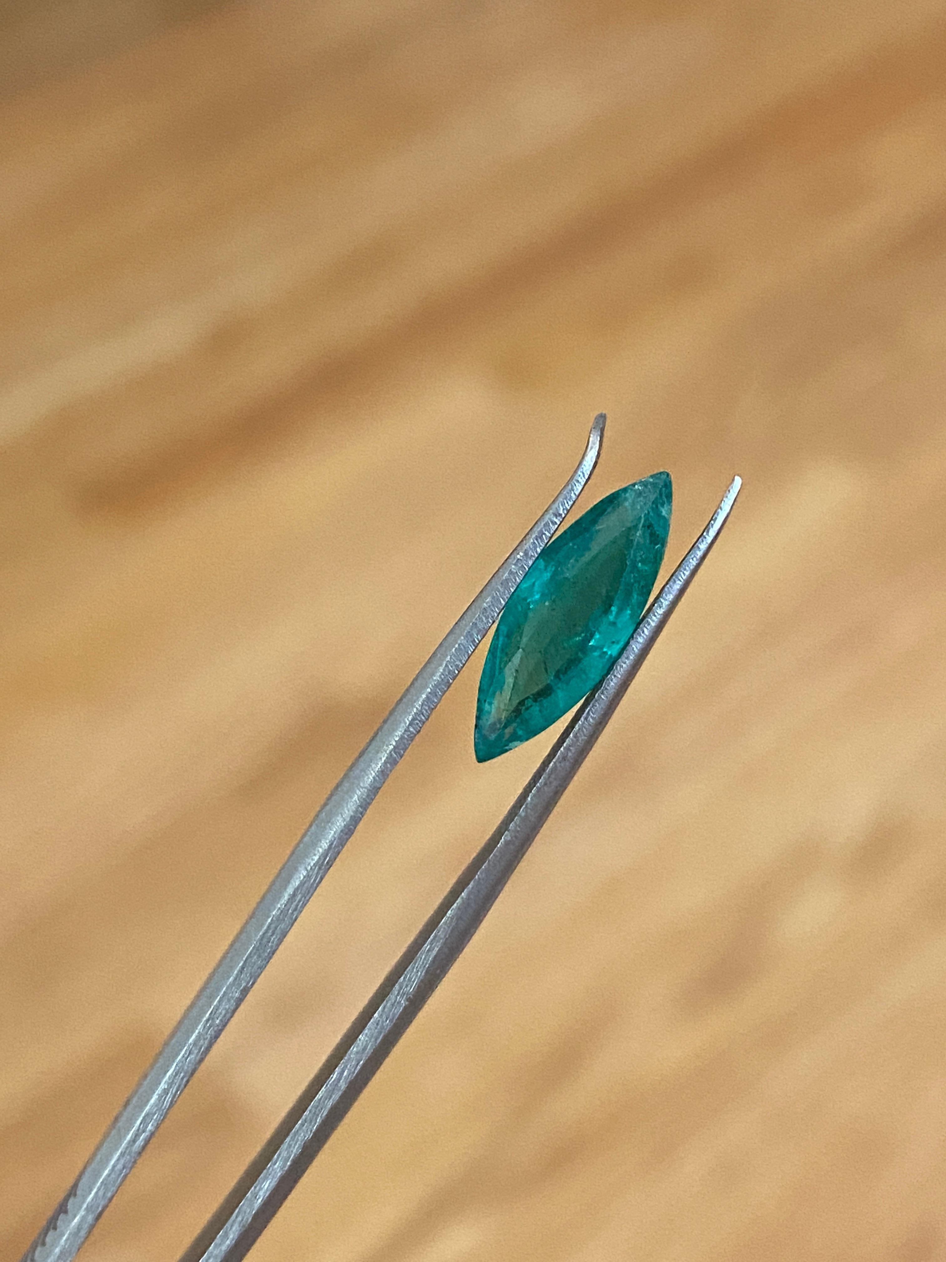 Taglio marquise Pietra di smeraldo intensa e vivida del Brasile certificata ALGT da 2,00 carati naturali in vendita