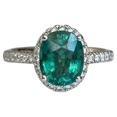 ALGT Certified 2.08 Carat Lagoon Tourmaline Diamond Cocktail Gold ring