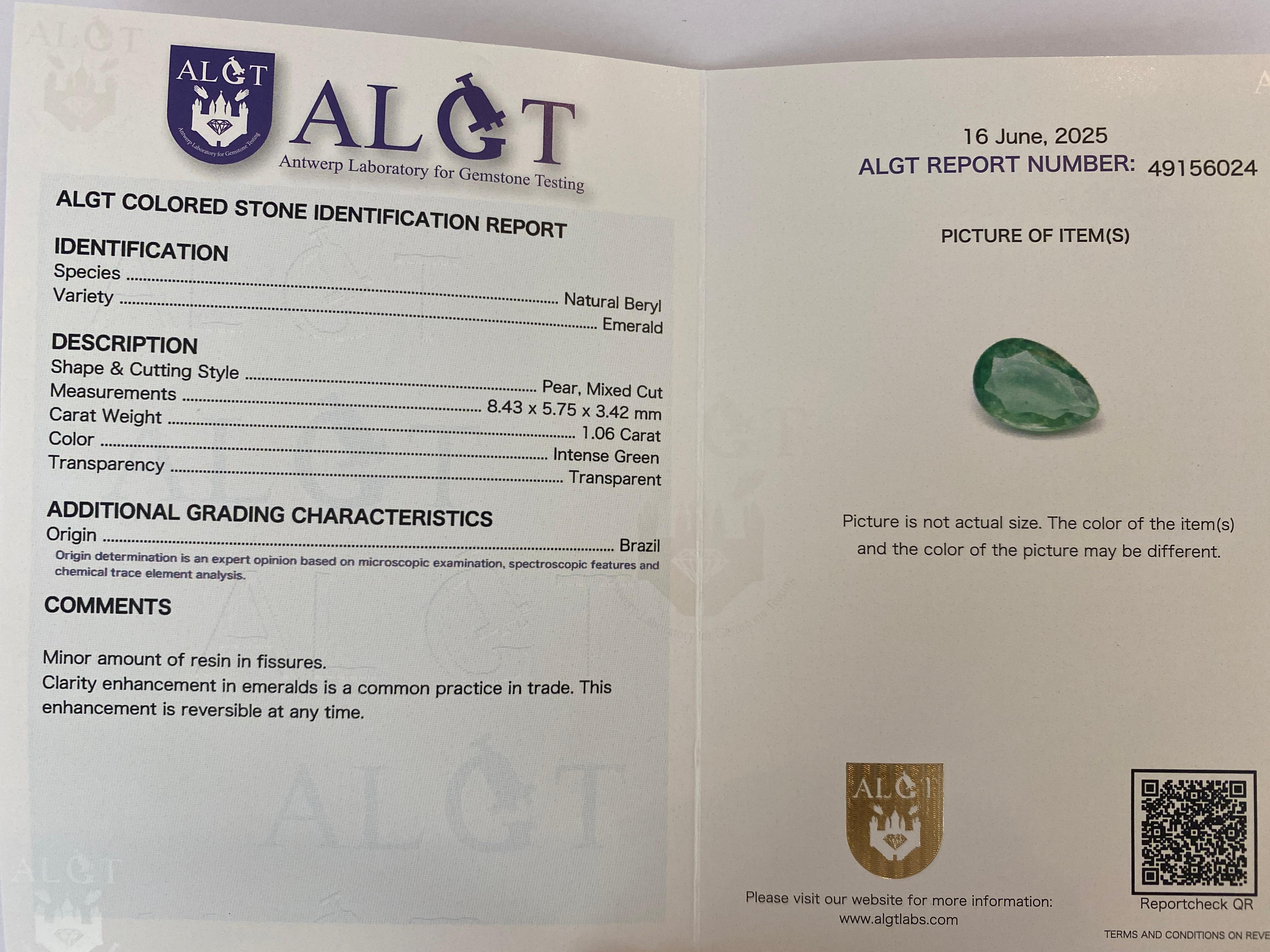 Certificado ALGT 2,17 quilates  Pendientes de oro amarillo con esmeraldas de color verde intenso en venta 5
