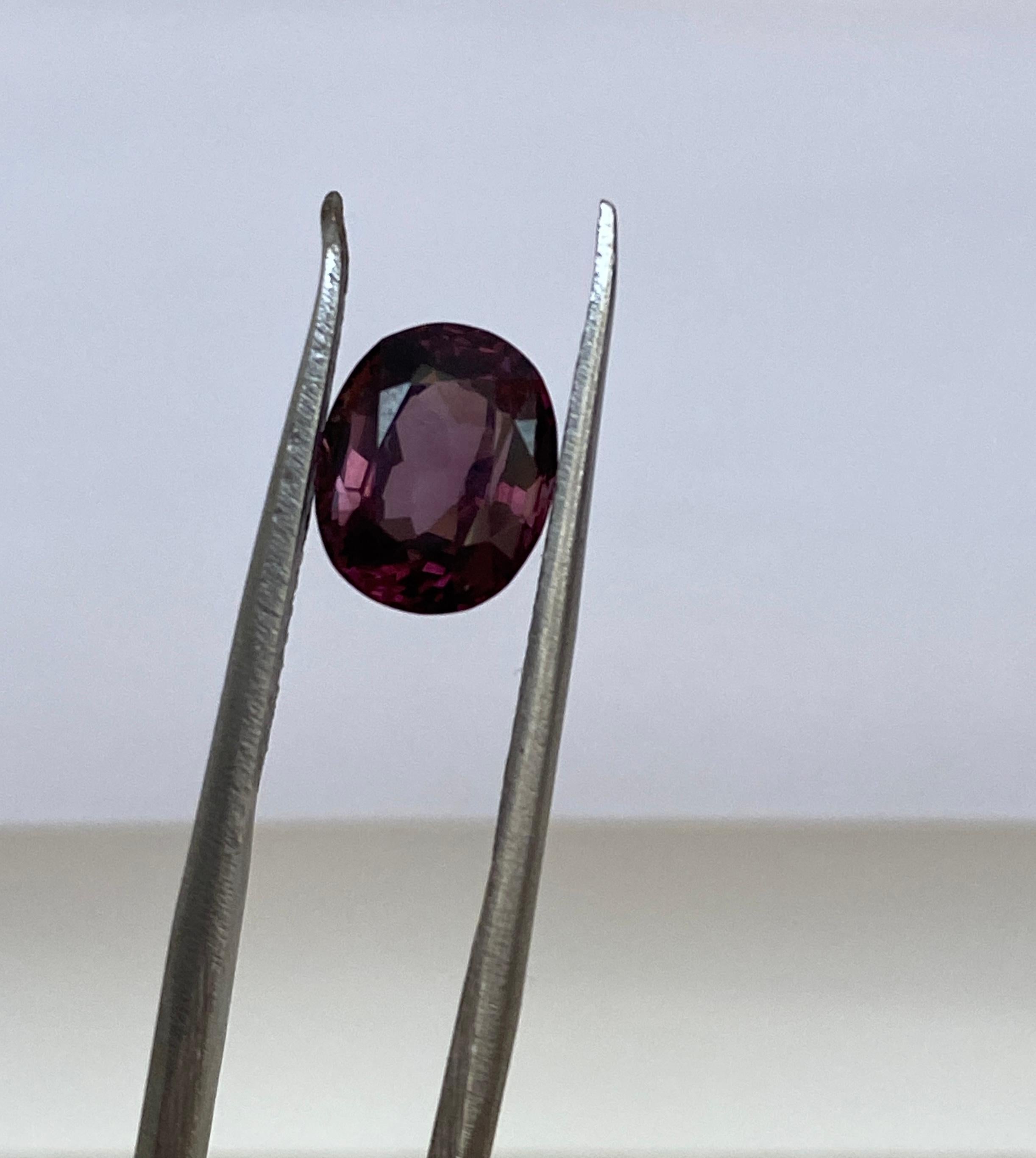 Arts and Crafts ALGT Certified 2.30 carat oval mixed cut Deep  Pink Spinel For Sale