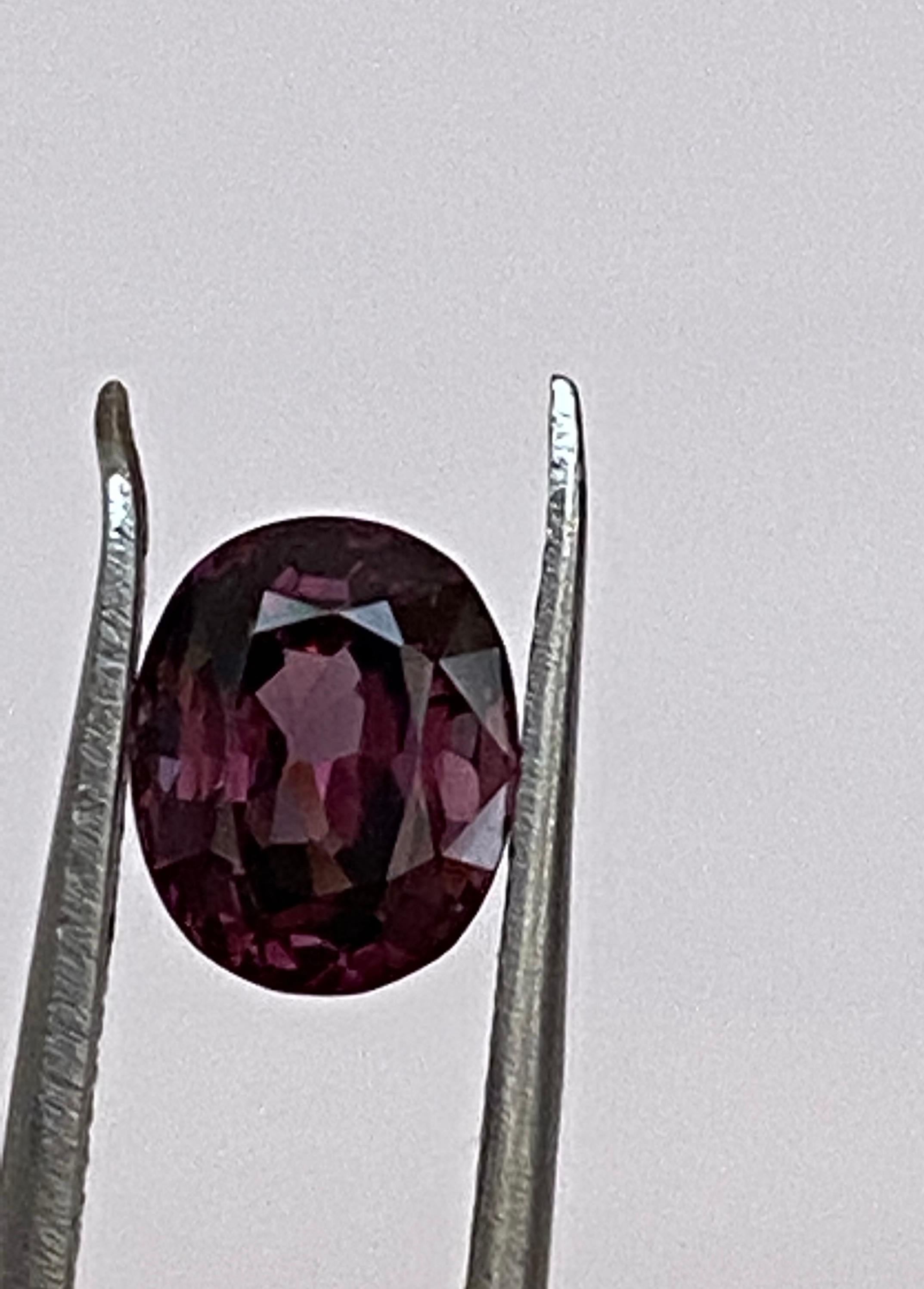 Oval Cut ALGT Certified 2.30 carat oval mixed cut Deep  Pink Spinel For Sale