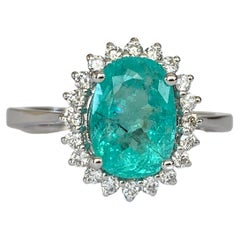 ALGT Certified 2.39 carat Paraiba Tourmaline Diamond Cocktail ring