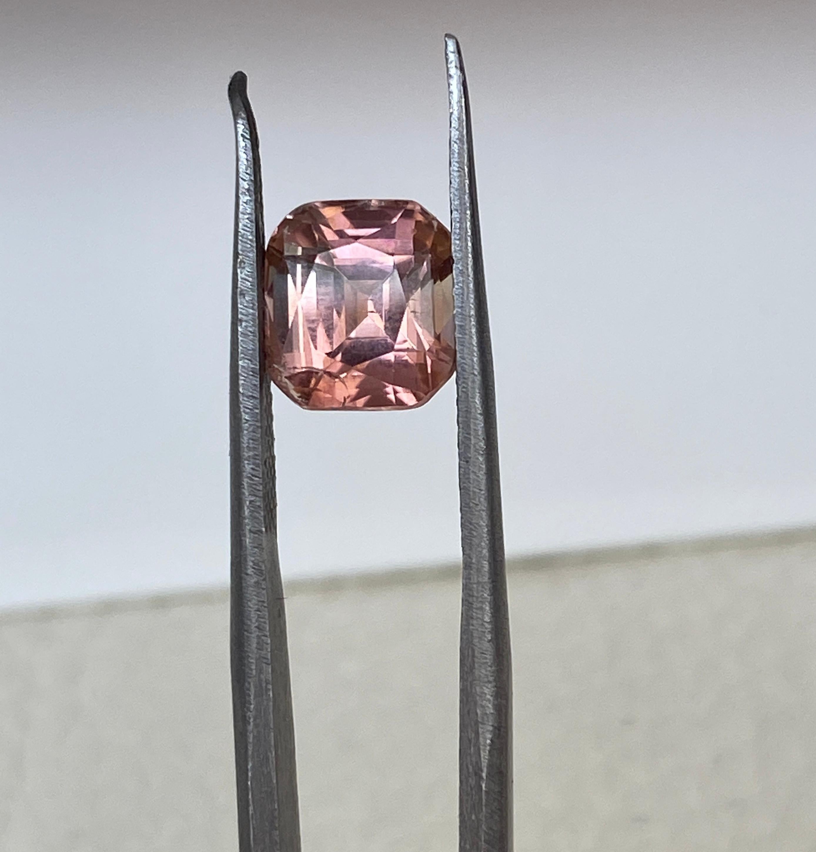 Offered 2.56 carat intense Pink (Orangy) tourmaline. ALGT certificate is available. 

Weight: 2.56 Carats
Shape: cushion mixed
Gem Dimensions: 7.92 x 7.14 x 6.09 mm
Color: Intense Pink (orangy)
Treatment: None
Origin: Afghanistan
