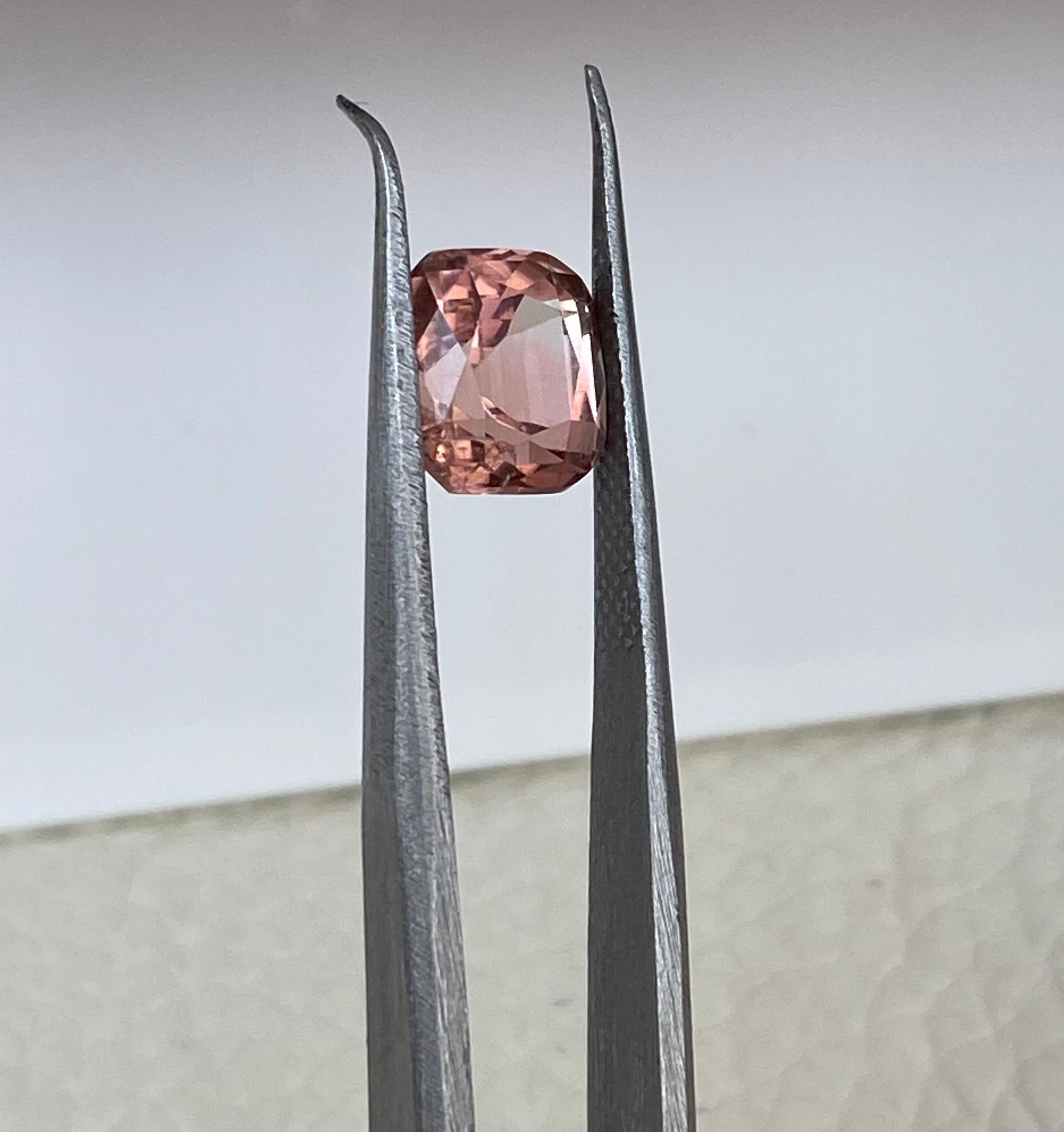 Women's or Men's ALGT Certified 2.56 carat cushion mixed cut Intense Pink Tourmaline For Sale