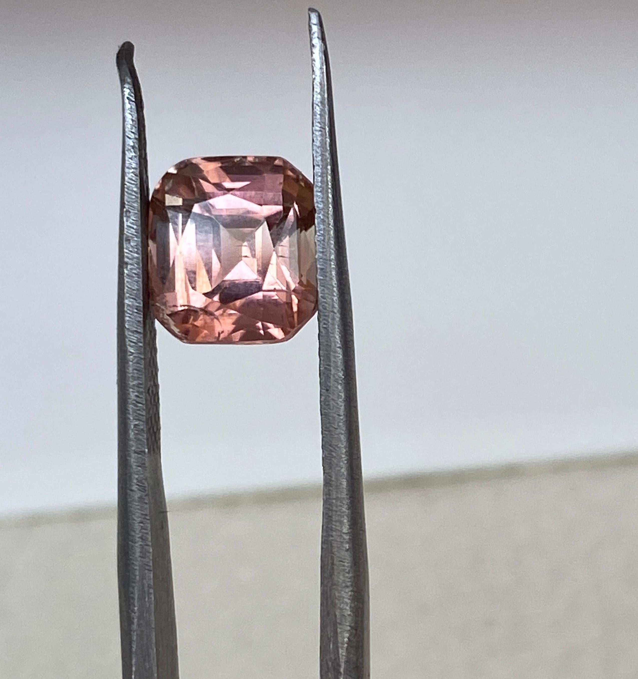ALGT Certified 2.56 carat cushion mixed cut Intense Pink Tourmaline For Sale 1