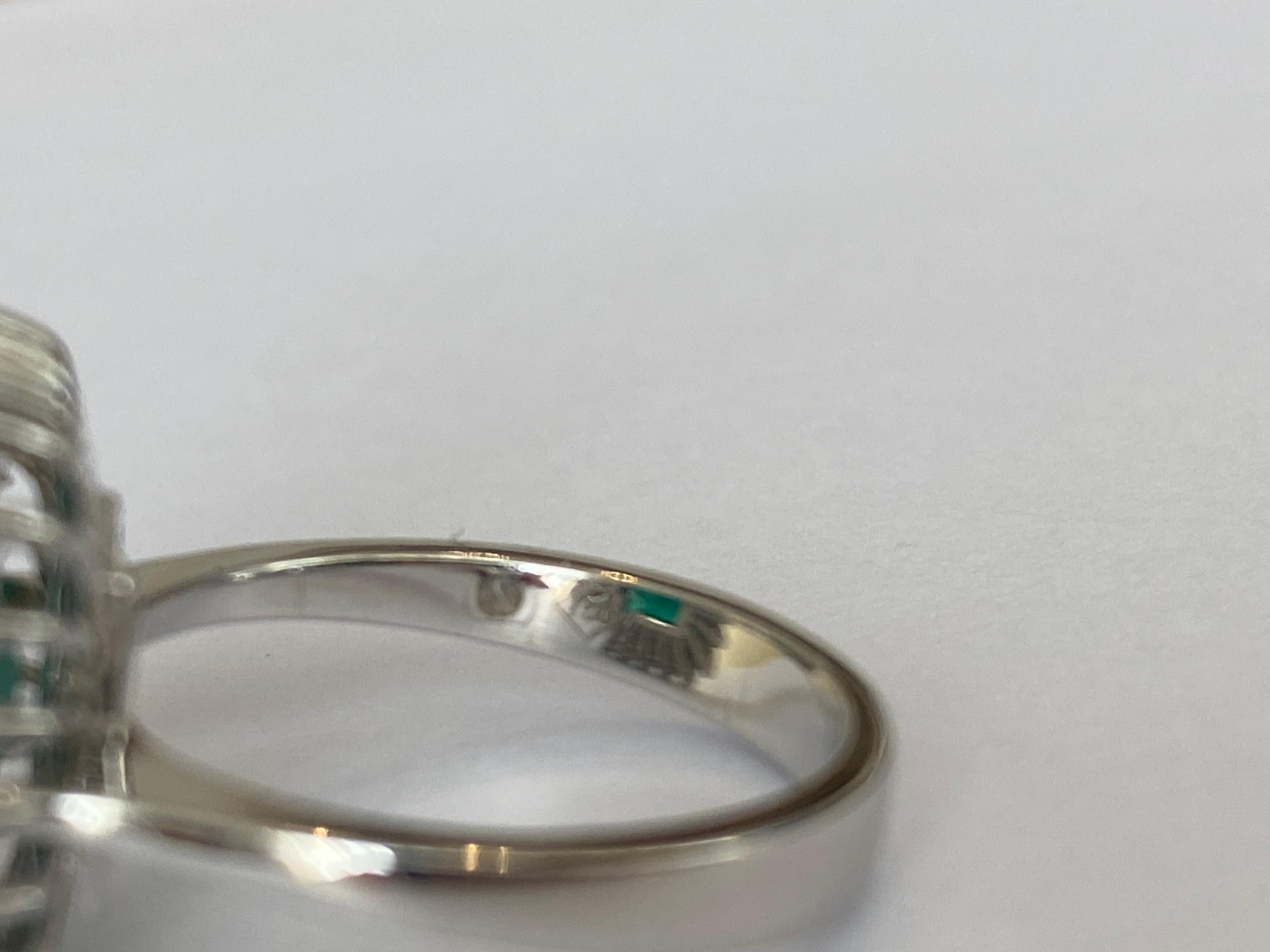 ALGT Certified 6.11 carat Emerald Diamond Cocktail White gold Ring For Sale 3